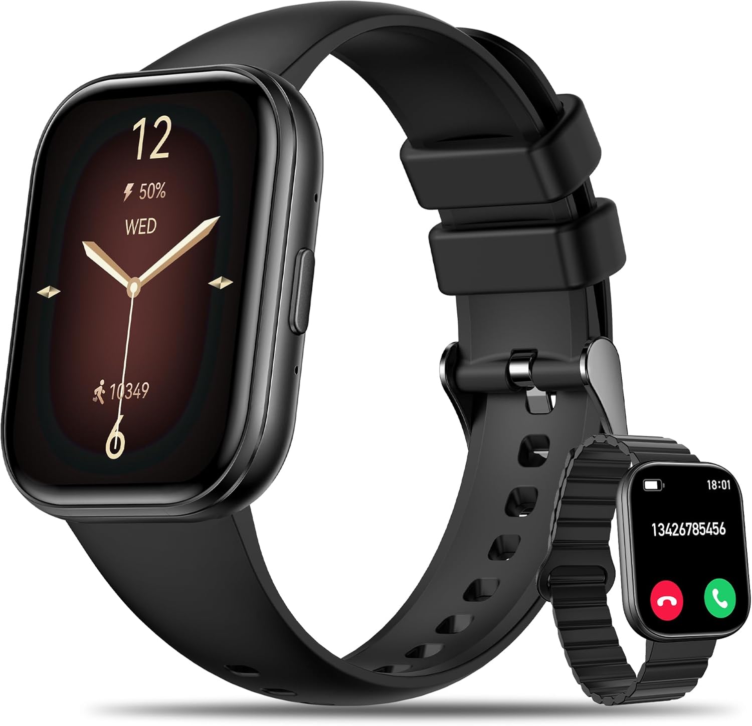 Women's Watch, 1.75 Inch HD Smartwatch with Bluetooth Calls, Fitness Tracker with 120+ Sports Modes/Heart Rate Monitor/Blood Pressure/SpO₂/Sleep, Smart Watch for Android/iOS (Black)