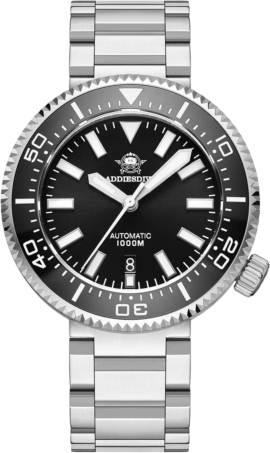 ADDIESDIVE Men's Automatic Diver Watch, 1000 Metres Underwater 45 mm Steel Dial NH35A Synthetic Sapphire