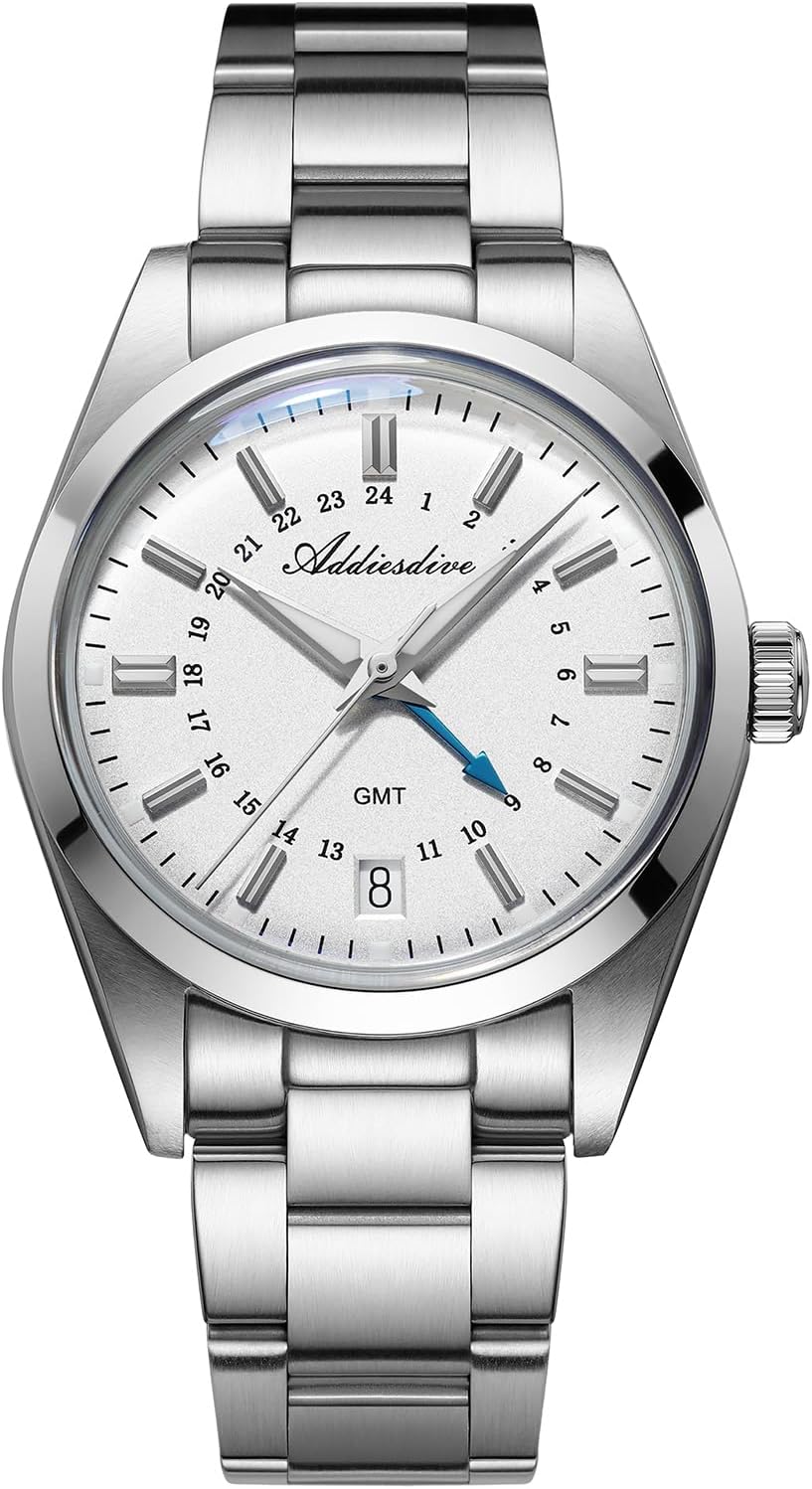 ADDIESDIVE 36 mm Small Dial GMT Men's Watch Diver Waterproof 100 M Ronda 515-24H Stainless Steel