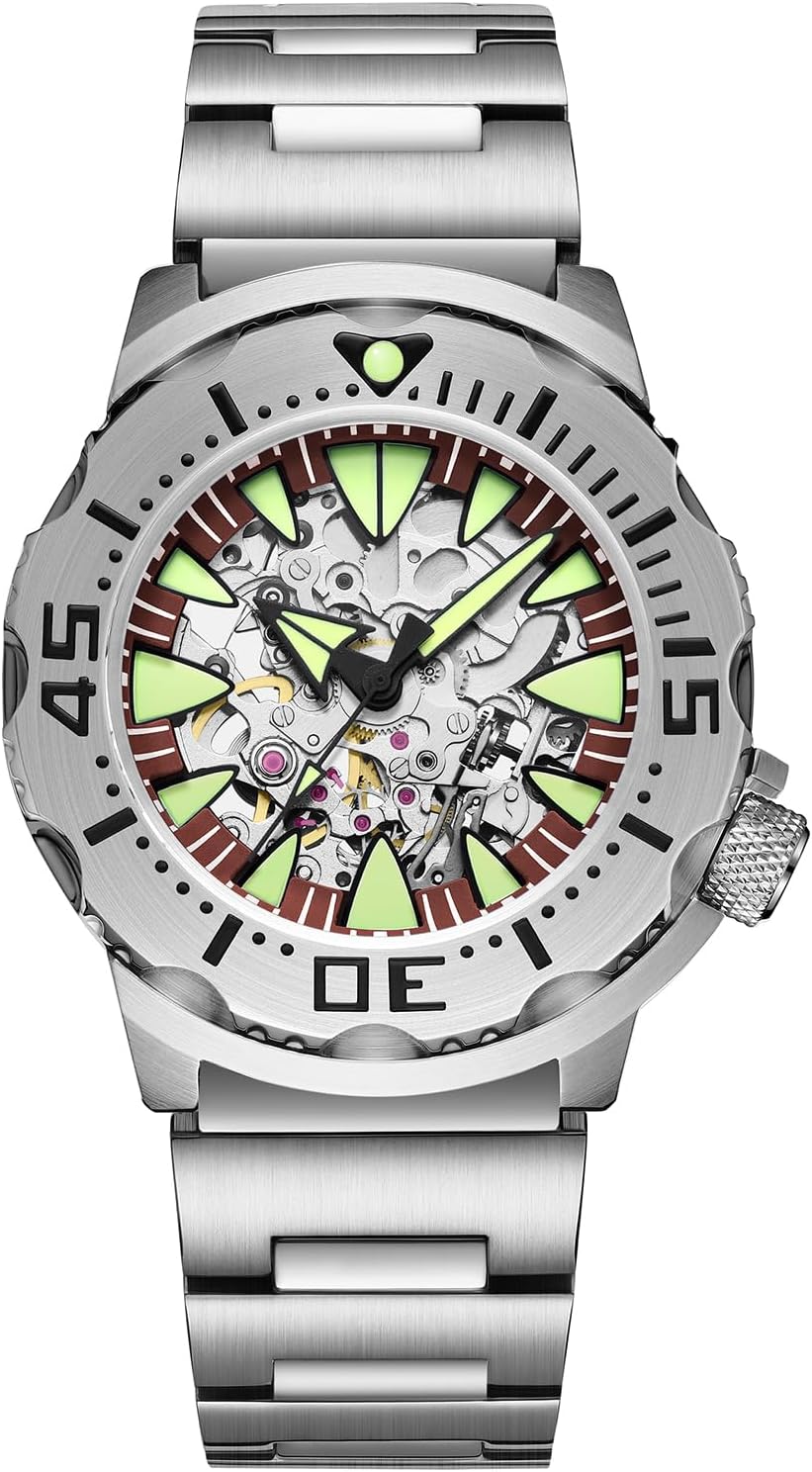 ADDIESDIVE AD2103 Men's Automatic Watch with Synthetic Sapphire Glass and Stainless Steel Strap