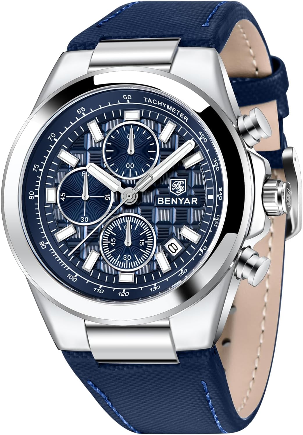 BENYAR Waterproof Quartz Chronograph 30M Luminous Date Calendar Classic Leather Watch