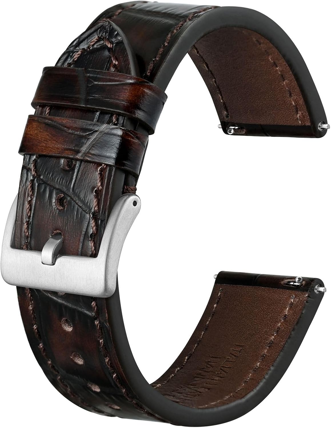 BISONSTRAP Sophisticated Watch Bands 18mm 20mm 22mm, Italian Leather with Alligator Embossed Pattern, Quick Release Replacement Strap