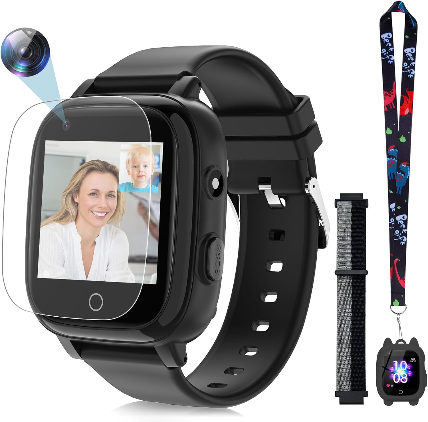 Mingfuxin Kids 4G Waterproof Smartwatch with GPS Tracker, WiFi Video Calling, SOS Pedometer, Camera, School Mode and Geocerk for Boys Girls