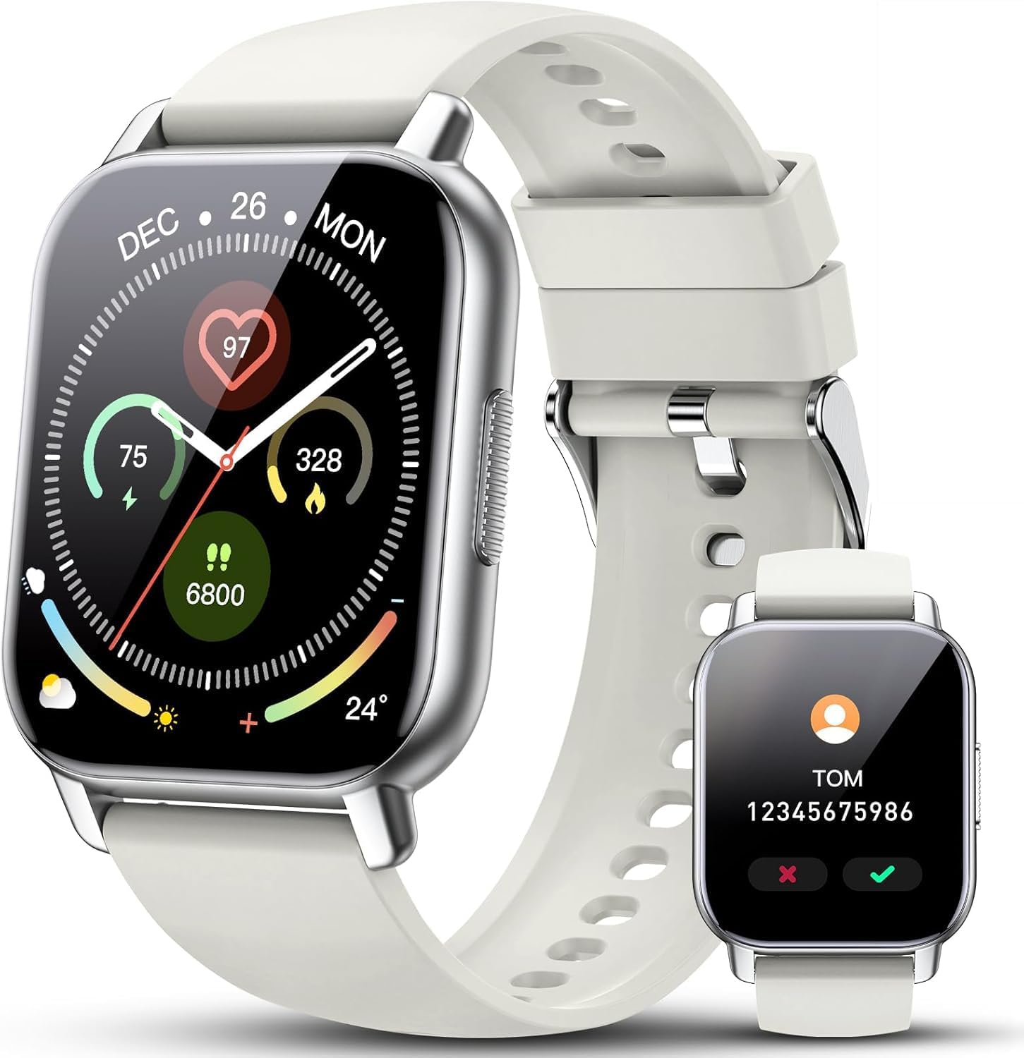 Men's Women's Smartwatch with Make or Answer Calls, 1.85 Inches Digital Watch Heart Rate Monitor Sleep Pedometer, 100+ Sport Mode Fitness Watch, IP68 Smart Watch for Android iOS