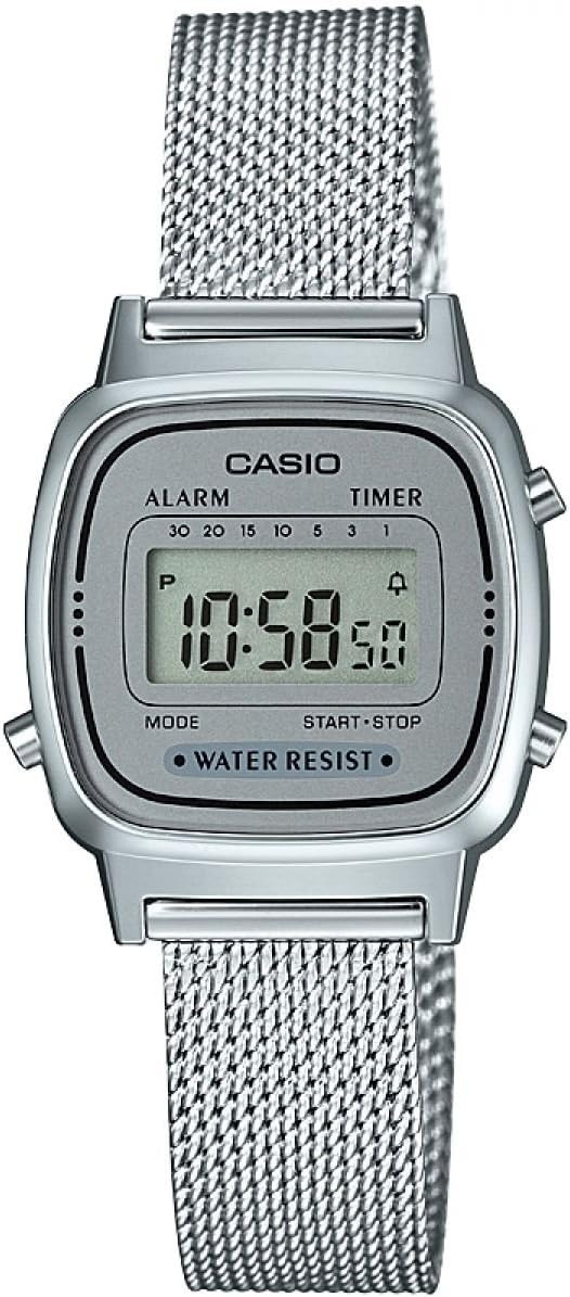 Casio Women's Quartz Digital Watch with Solid Stainless Steel Bracelet