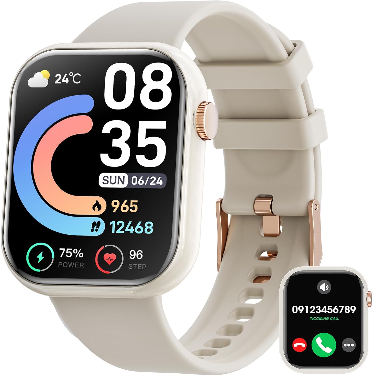 Hwagol Men's Smartwatch, 1.85 Inch HD Smartwatch with Bluetooth Calling, Smart Watch with Pedometer/Sleep/SpO2/Heart Rate Monitor, 140+ Sports Fitness Watch for Android iOS