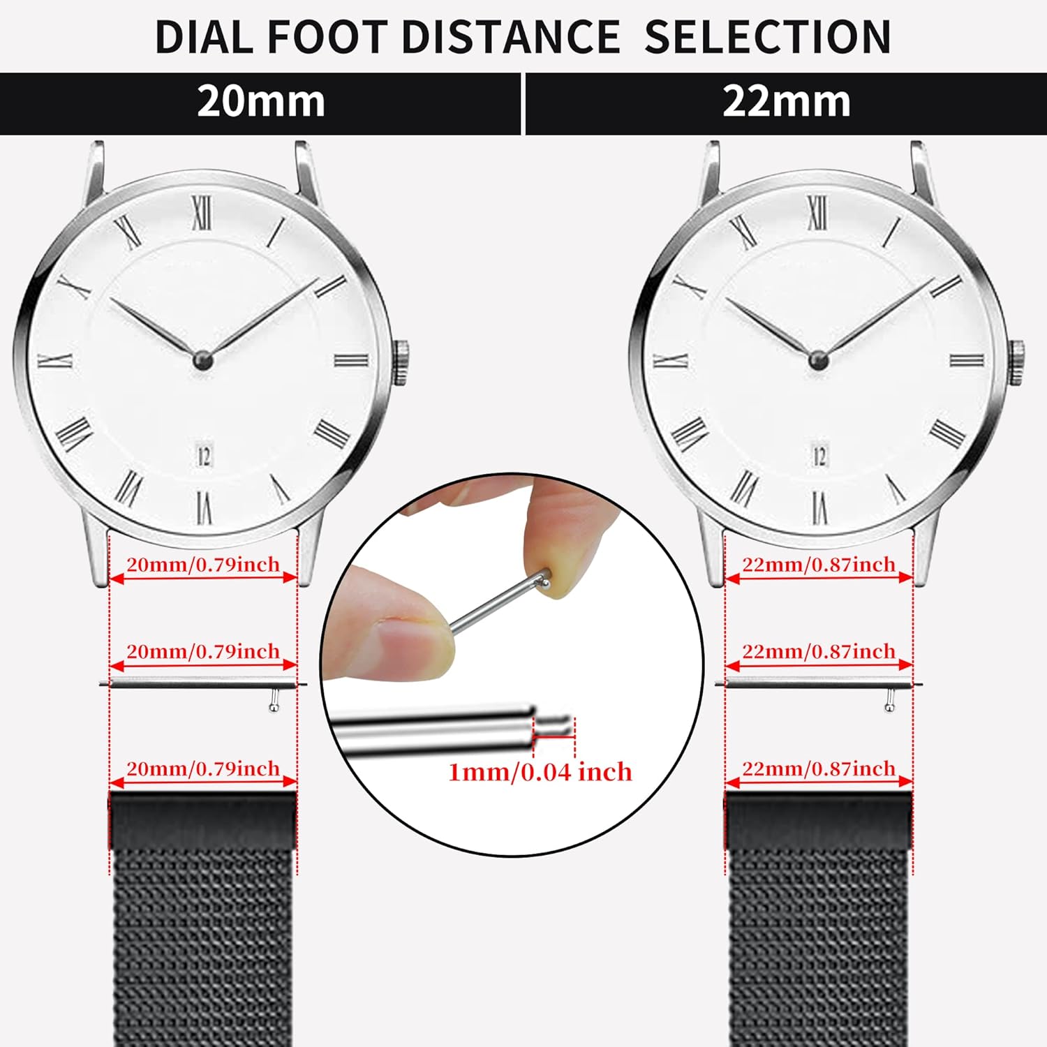 Stainless Steel Watch Strap 22/20 mm Braided Mesh Watch Strap Bracelet Buckle for Men and Women