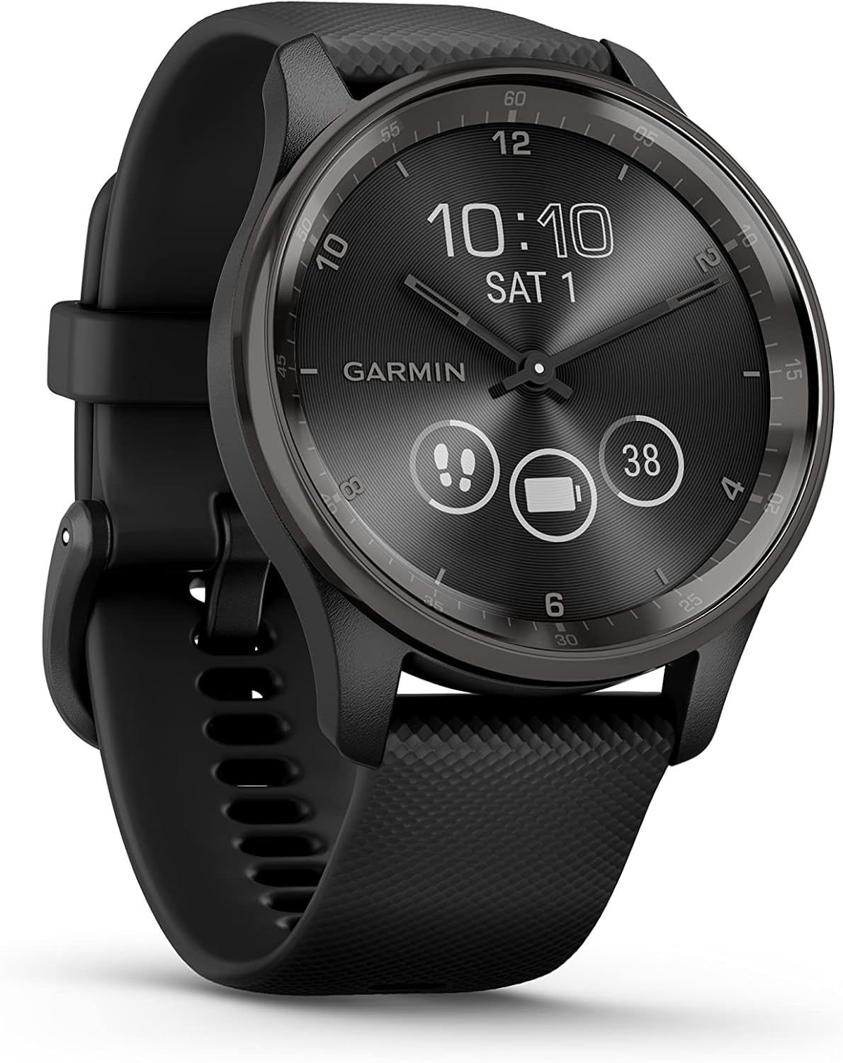 Garmin vívomove Trend Hybrid Smartwatch, 40 mm Case, LCD Touchscreen and Hands, Notifications, GarminPay, Emergency SMS, Cardio, SpO2, Connected GPS, 24/7 Monitor, Sleep Score (Black)