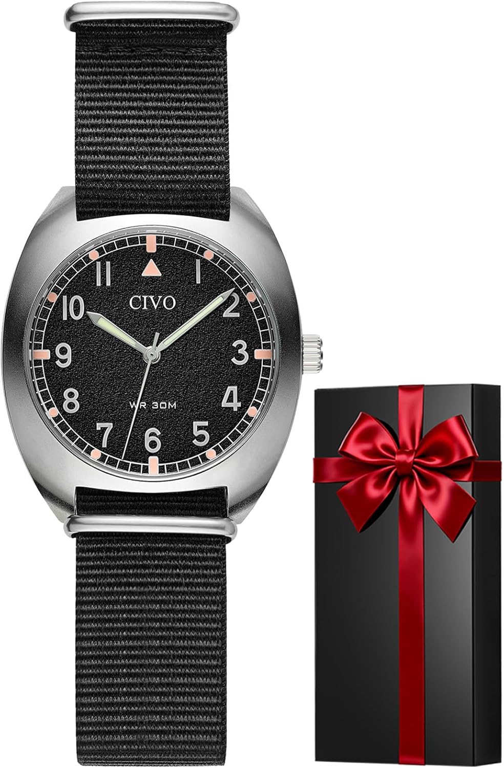 CIVO Men's Military Waterproof Nylon Sports Watches Classic Fashion Square Men's Wristwatches