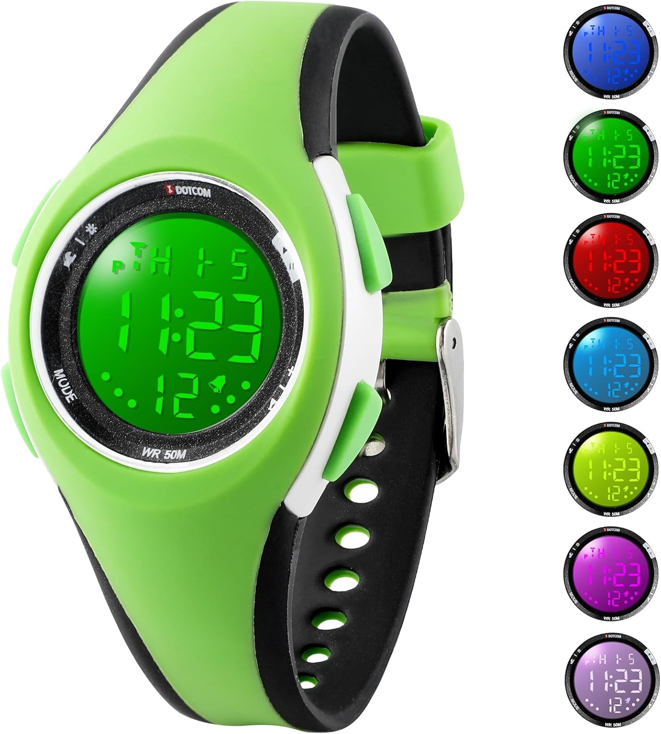 Boys Girls Digital Watch Kids Sports Watch with 7 Colors Luminous Indicator Waterproof 3ATM Wrist Strap for Girls Boys 5-15 Years