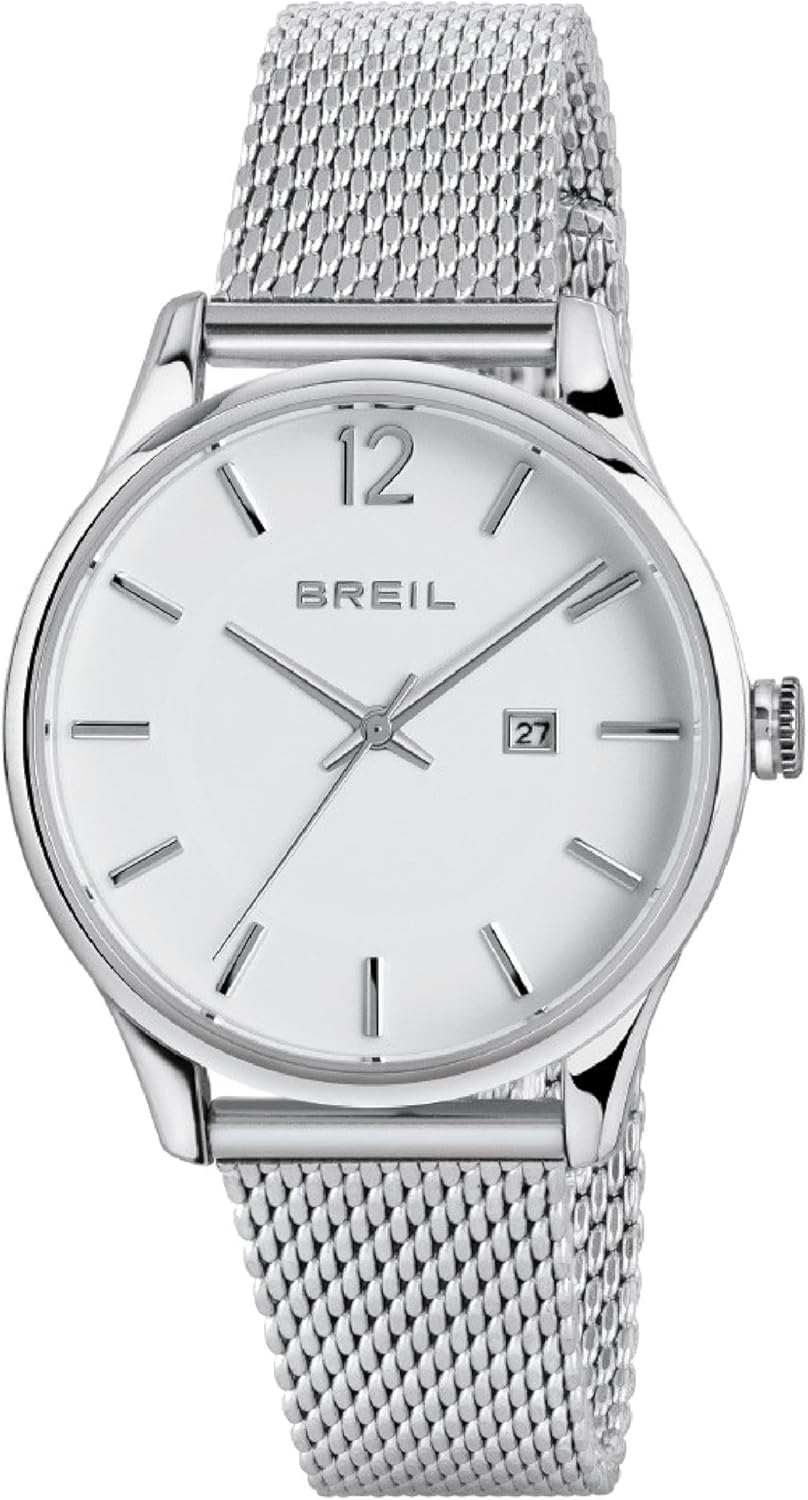 Breil, Collezione Contempo, Orologio Donna Solo Tempo, Quadrante Bianco, Bracciale in Acciaio a Maglia Milanese, Chiusura a Scorrimento, Cassa in Acciaio 33 mm, WR5 ATM,Idea Regalo Donna