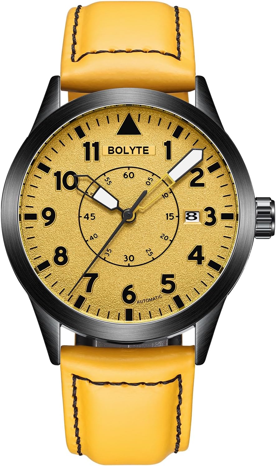 Men's Automatic Mechanical Watch with Automatic Winding Date Military Sport Watch with Leather/Stainless Steel Strap