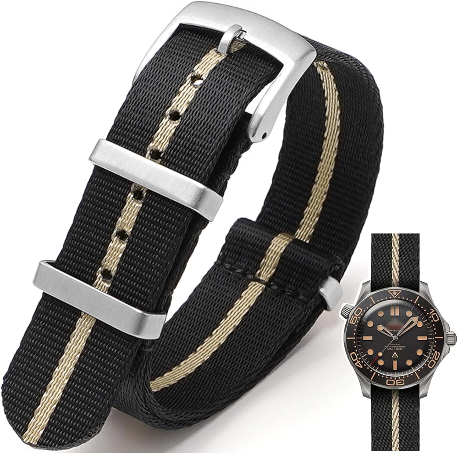 Nylon Watch Strap 18 mm 20 mm 22 mm 24 mm Nato Style Military Tear Strap Replacement Multicolour Ballistic G10 Premium Nylon Watch Strap for Men and Women