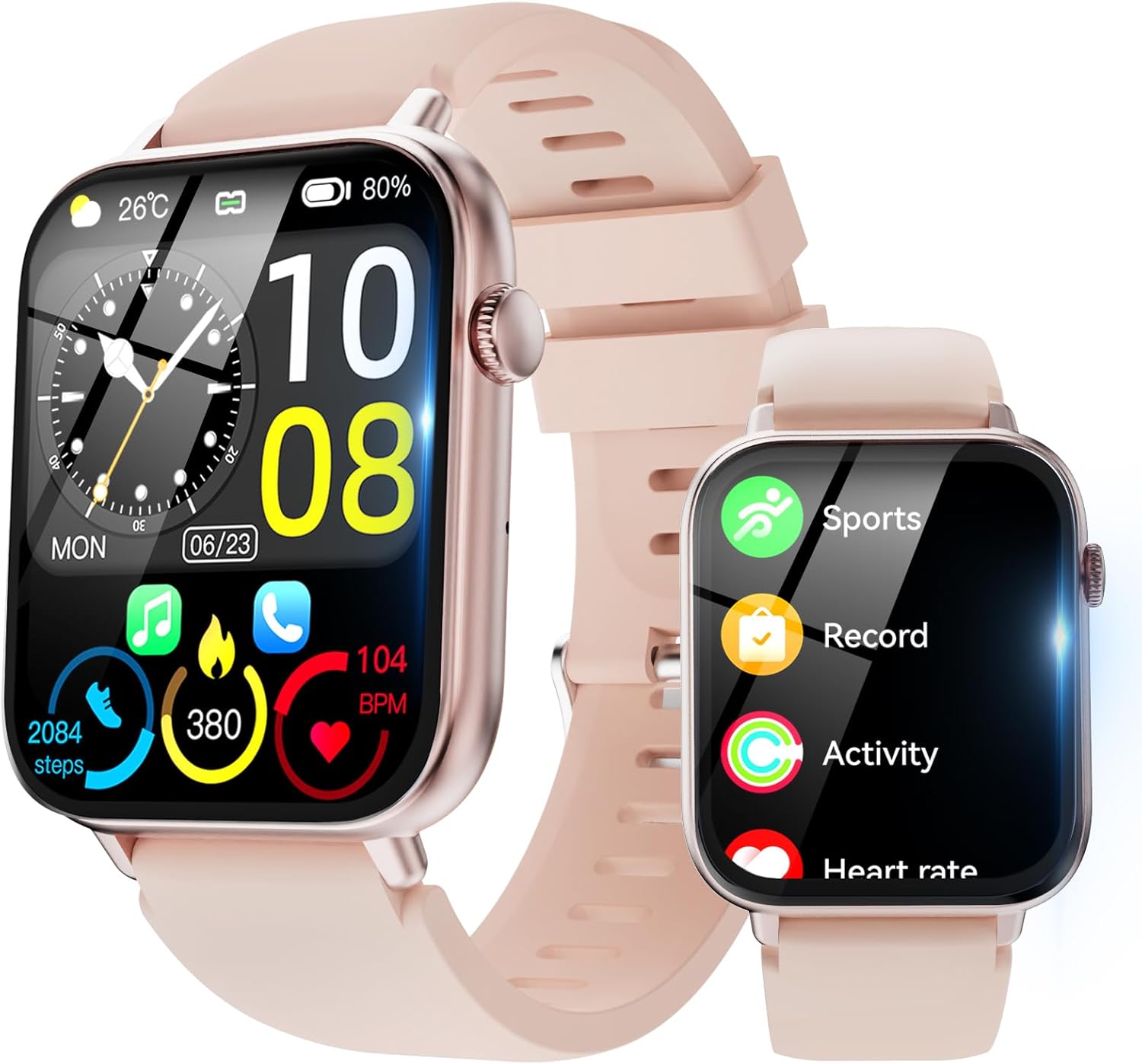 Smartwatch for Men and Women, 112 Sports Modes Fitness Tracker with Sleep, Smartwatch with Effetta, IP68 Smart Watch, Rose Gold