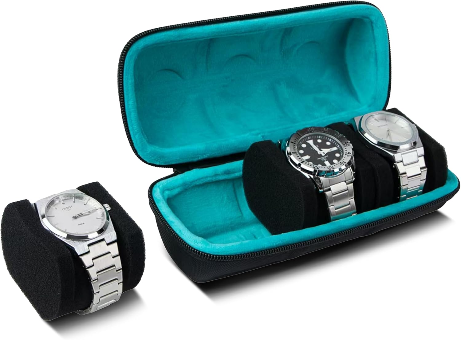 EVA and Nylon Travel Watch Case - Watch Organizer Box - Padded Watch Case - Watch Case for Men - Functional Watch Case - Lightweight Watch Box