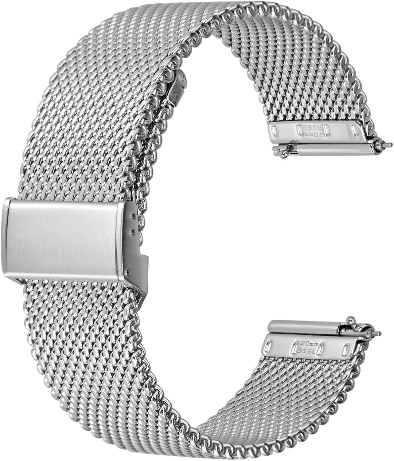 BISONSTRAP Metal Mesh Watch Strap for Women and Men, 316L Stainless Steel Braided Straps, Width 16mm 18mm 20mm 22mm