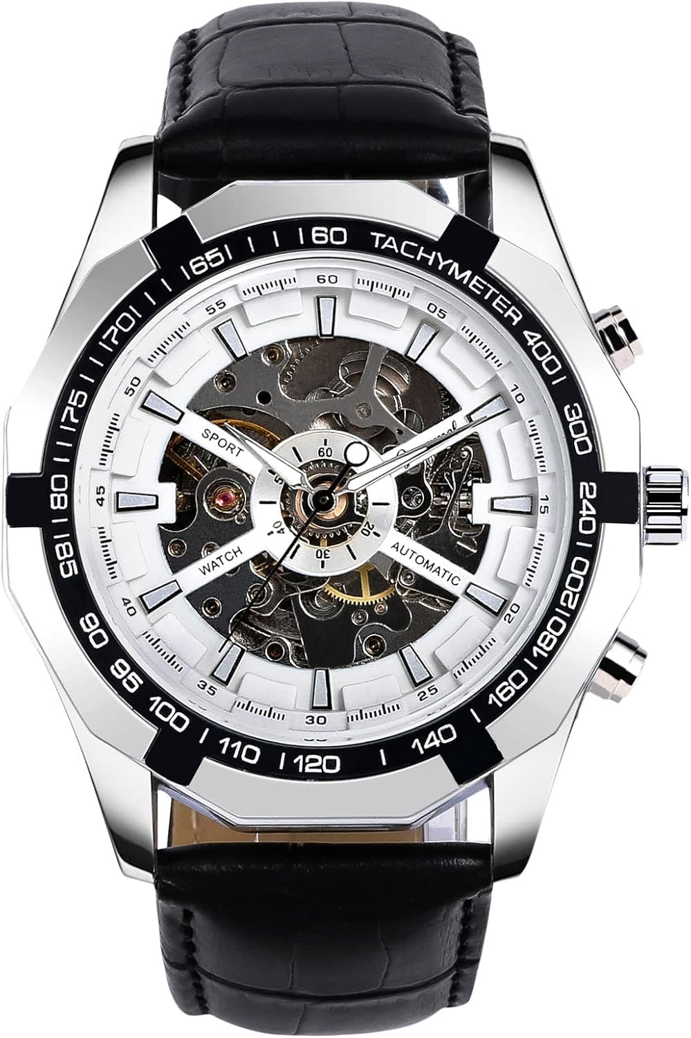 RORIOS Men's Automatic Mechanical Wrist Watch Luminous Watch with Stainless Steel Strap Skeleton Watch