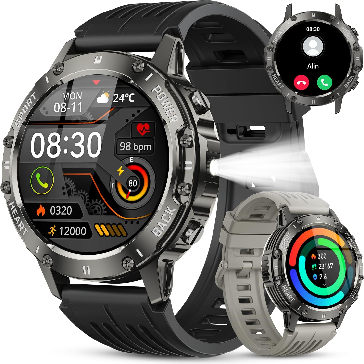 Smartwatch Men Women Watch Fitness Tracker: Bluetooth Waterproof Digital Smartwatch Watch Call Answer Smart Watch for Android iOS Compatible with iPhone Samsung