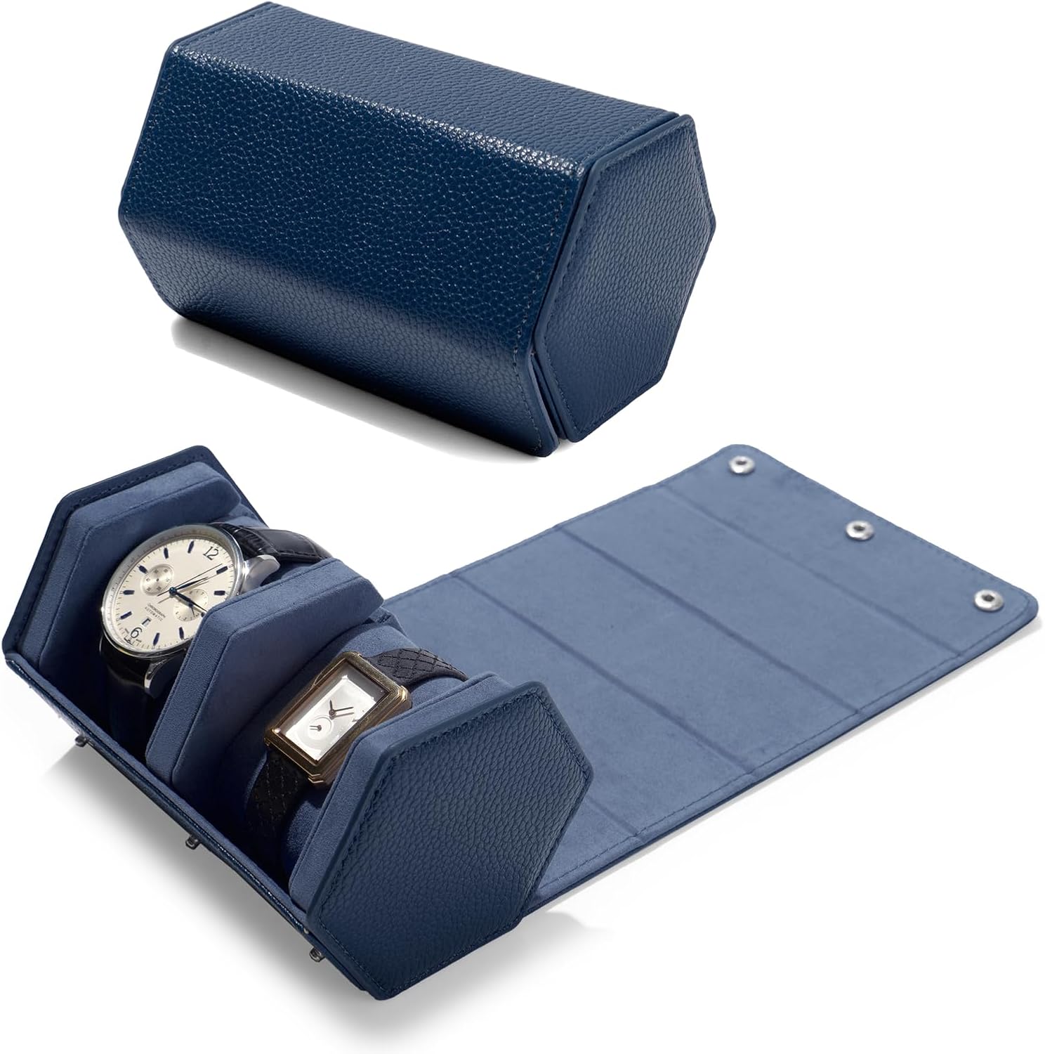 pu-leather-watch-box-polygonal-two-digits-for-men-birthday-fathers-day-anniversary-valentines-day-blue