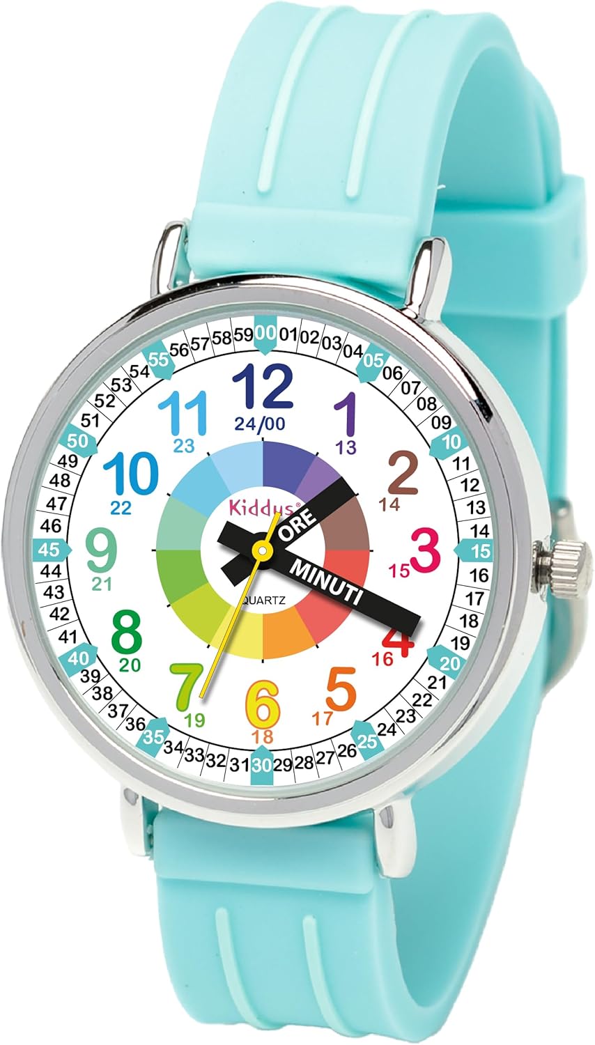 Kiddus Children's Educational Watch, Analogue Watch for Girls 5-10 Years, First Clock with Hours and Minutes