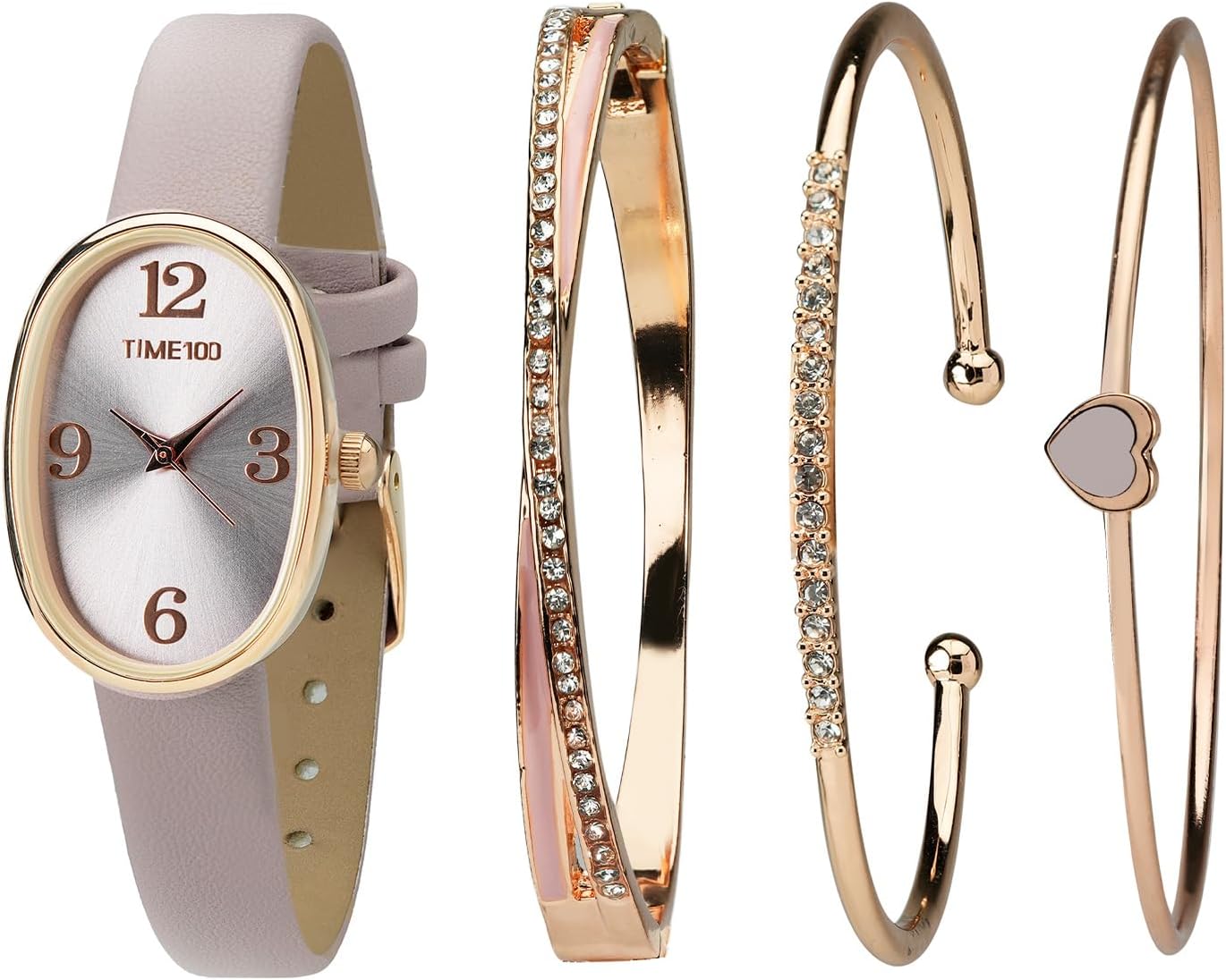 TIME100 Elegant Women's Watch, Bracelet and Necklace Set, Waterproof Quartz Watch with Crystals, Gift Set for Her