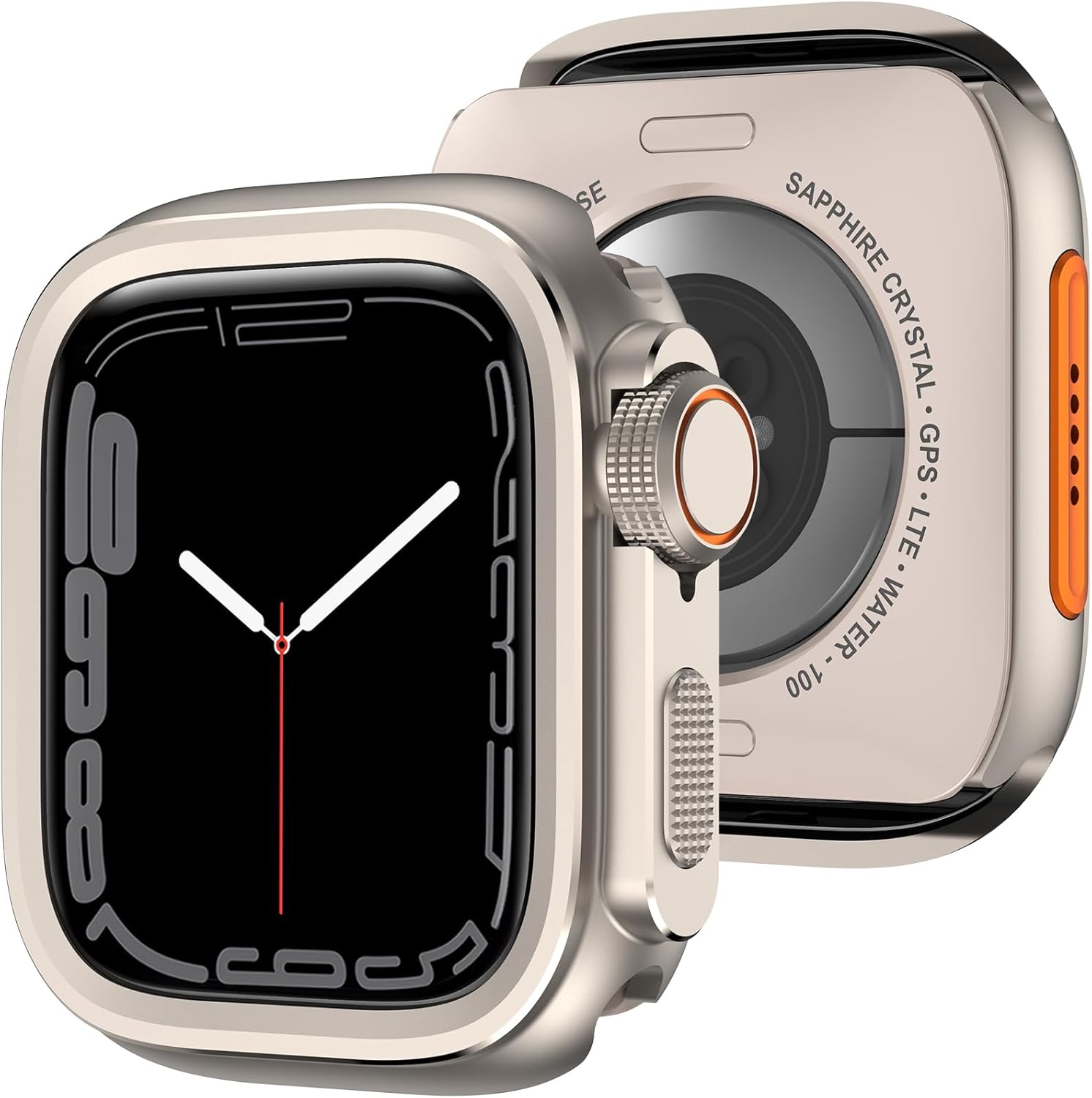 Amizee 2 in 1 Metal Cover Compatible with Apple Watch Series 6/SE/5/4 44 mm, Hard PC Anti-Scratch Metal Frame with Back Cover Protection Case for iWatch 44 mm, Titanium