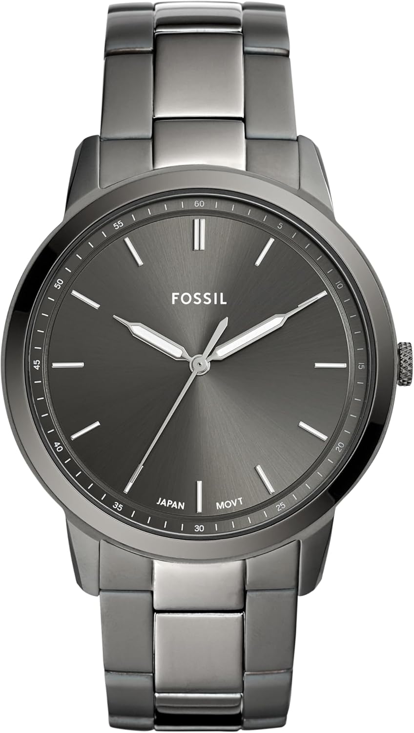 Fossil Minimalist Men's Quartz Watch with Steel Bracelet or Leather Strap