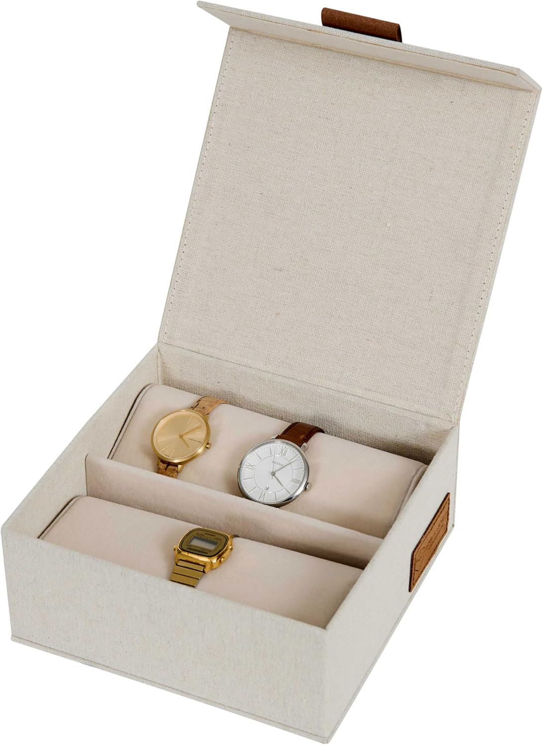 LOVE IT STORE IT - Premium - Watch Box - Watch Box for 6 Watches - Linen Cover - 16.5 x 16.5 x 7 cm