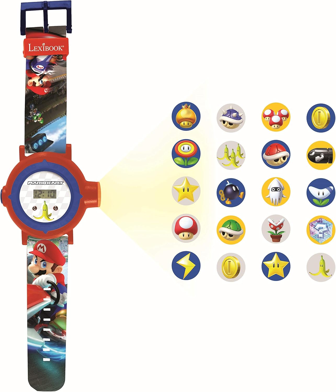 Lexibook - Dinosaurs Digital Screen for Adjustable Projection Clock - 20 Dinosaur Images - for Children, Mutli, Super Mario