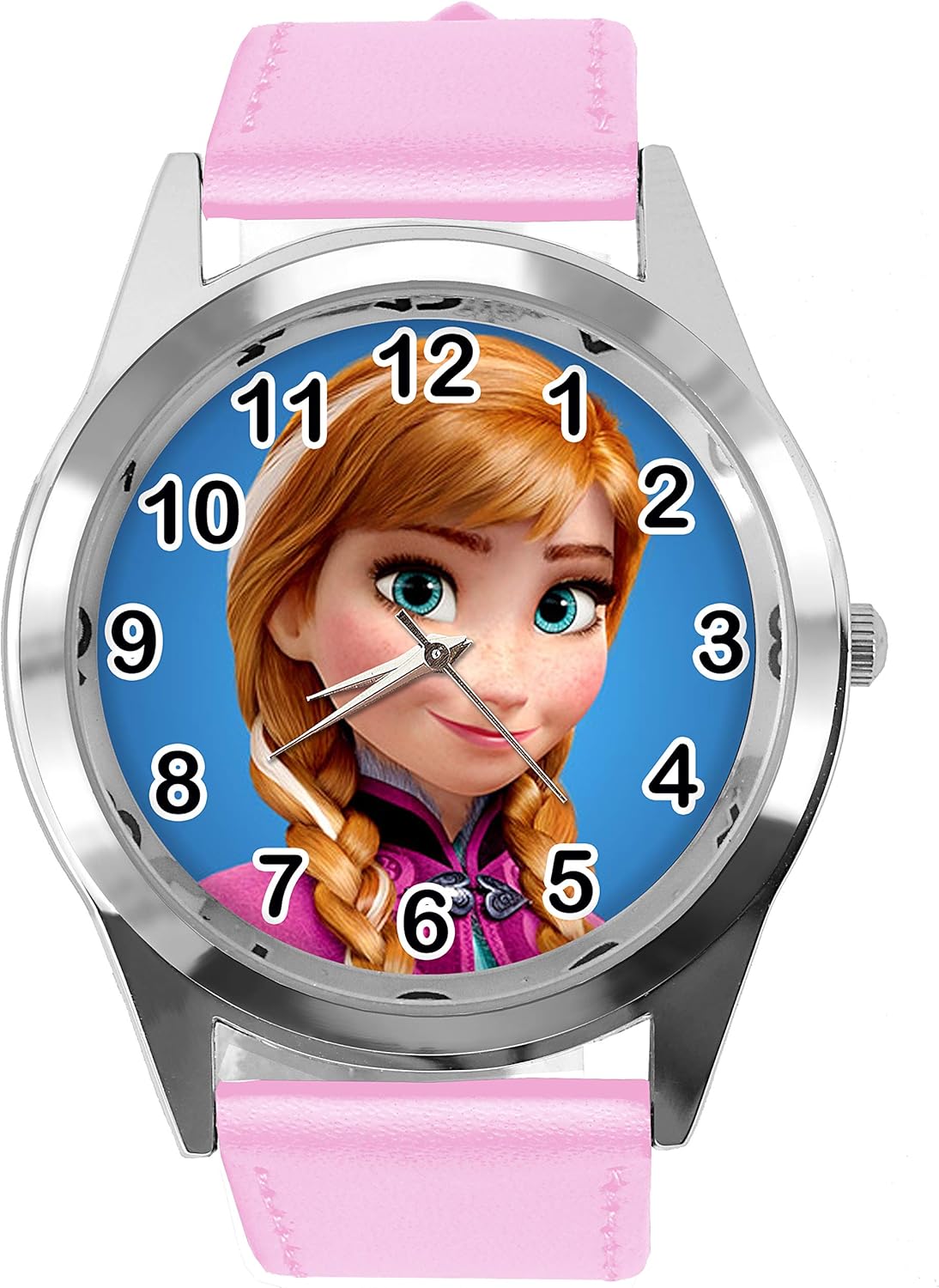 Taport® Frozen Anna Ginger Rose Quartz Watch Leather Strap, Strap