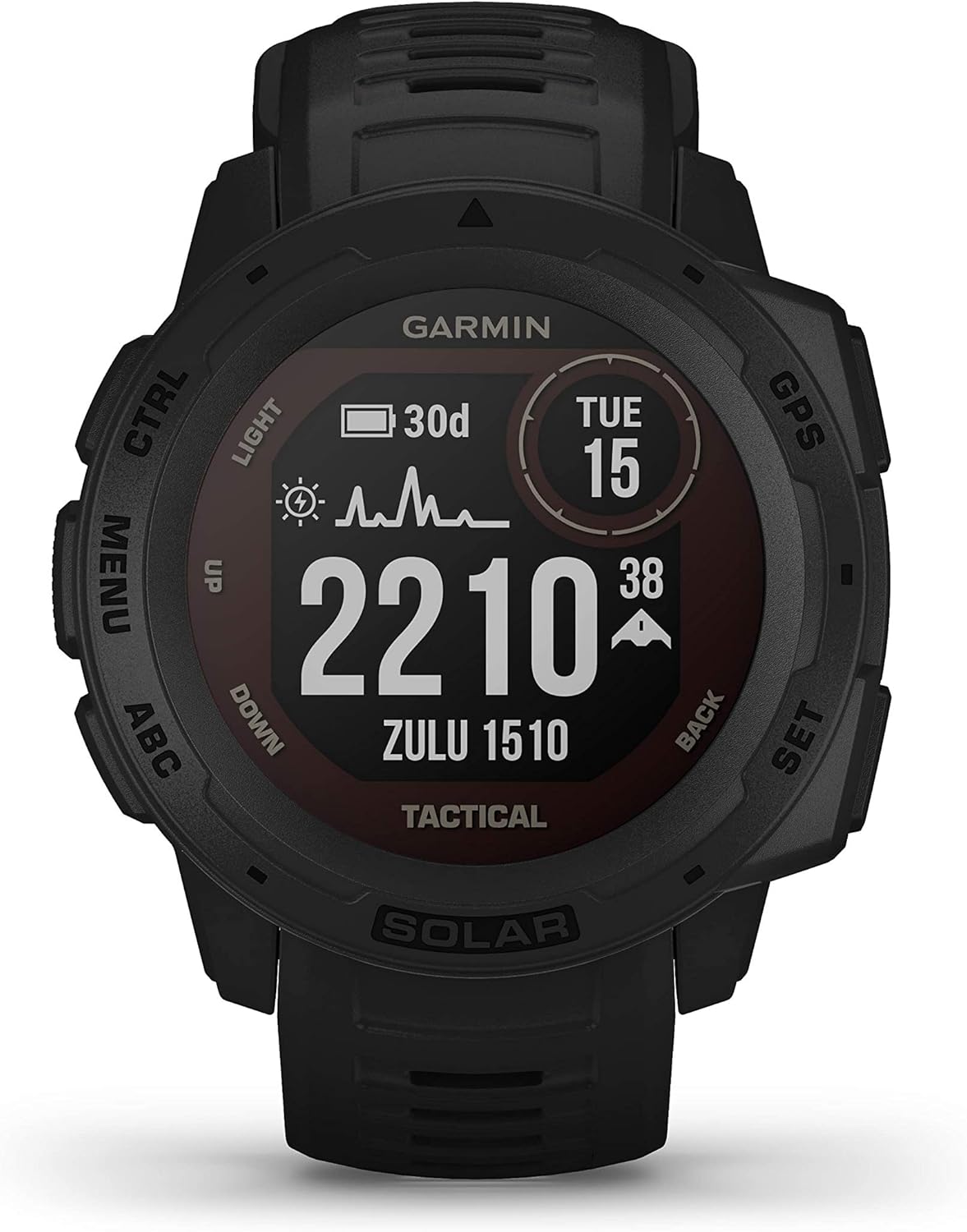 Garmin Instinct Solar Tactical Smartwatch Gps Ultra Resistant with Solar Charging, Cardio, Multisport App and Tactical Functions, Black (Refurbished)