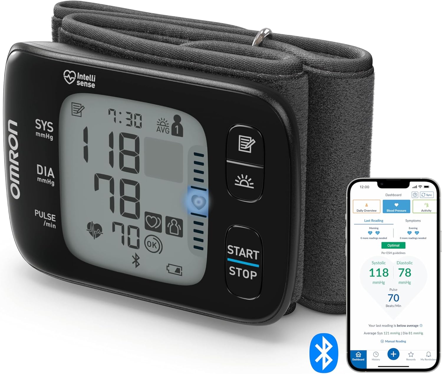 OMRON RS7 Intelli IT Wrist Blood Pressure Monitor – Portable Device for Blood Pressure Measurement and Hypertension Monitor, Clinically Validated Bluetooth Connection