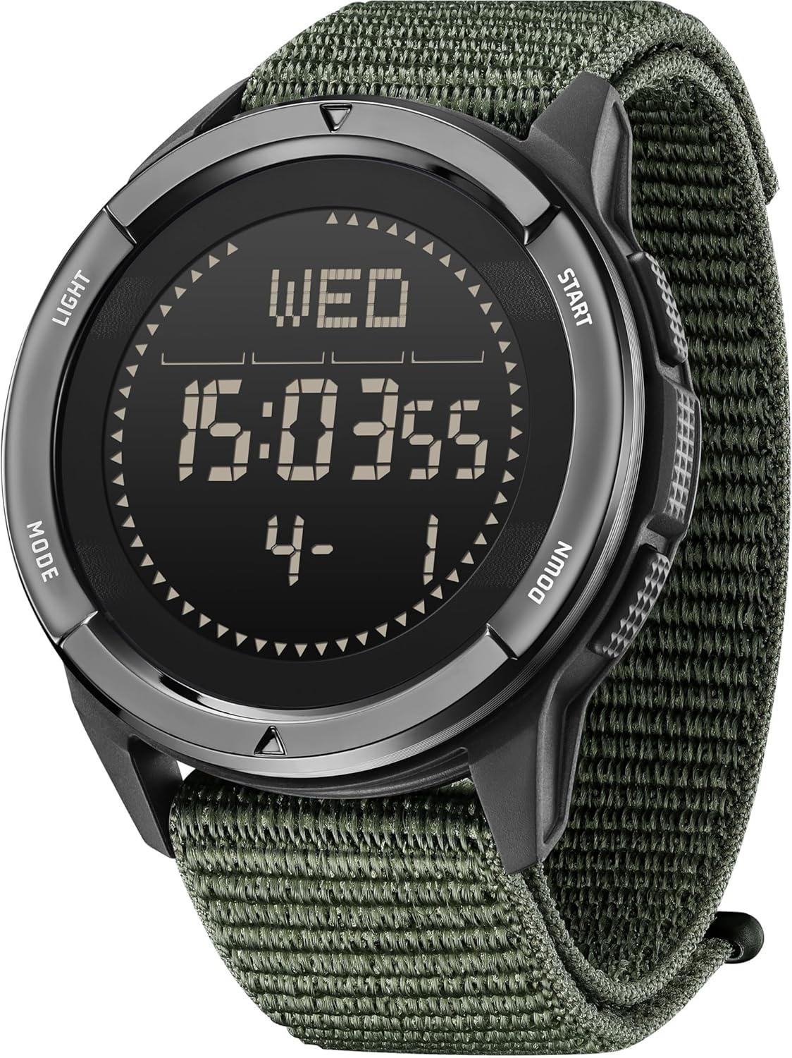 Mens Digital Watch Pedometer Compass Military Waterproof Outdoor Sports Watch Calorie LED Luminous Stopwatch Alarm Countdown Wrist Watch