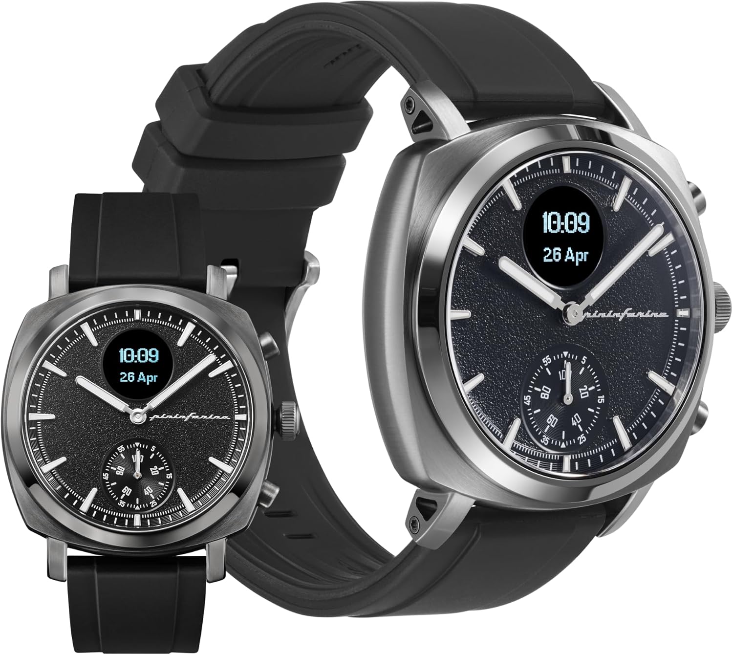 Pininfarina SENSO Sport Hybrid Smartwatch Analog Watch with FKM Strap, Digital Display and Fitness Tracker for Steps, Calories and Sleep, Compass and GPS Tracking