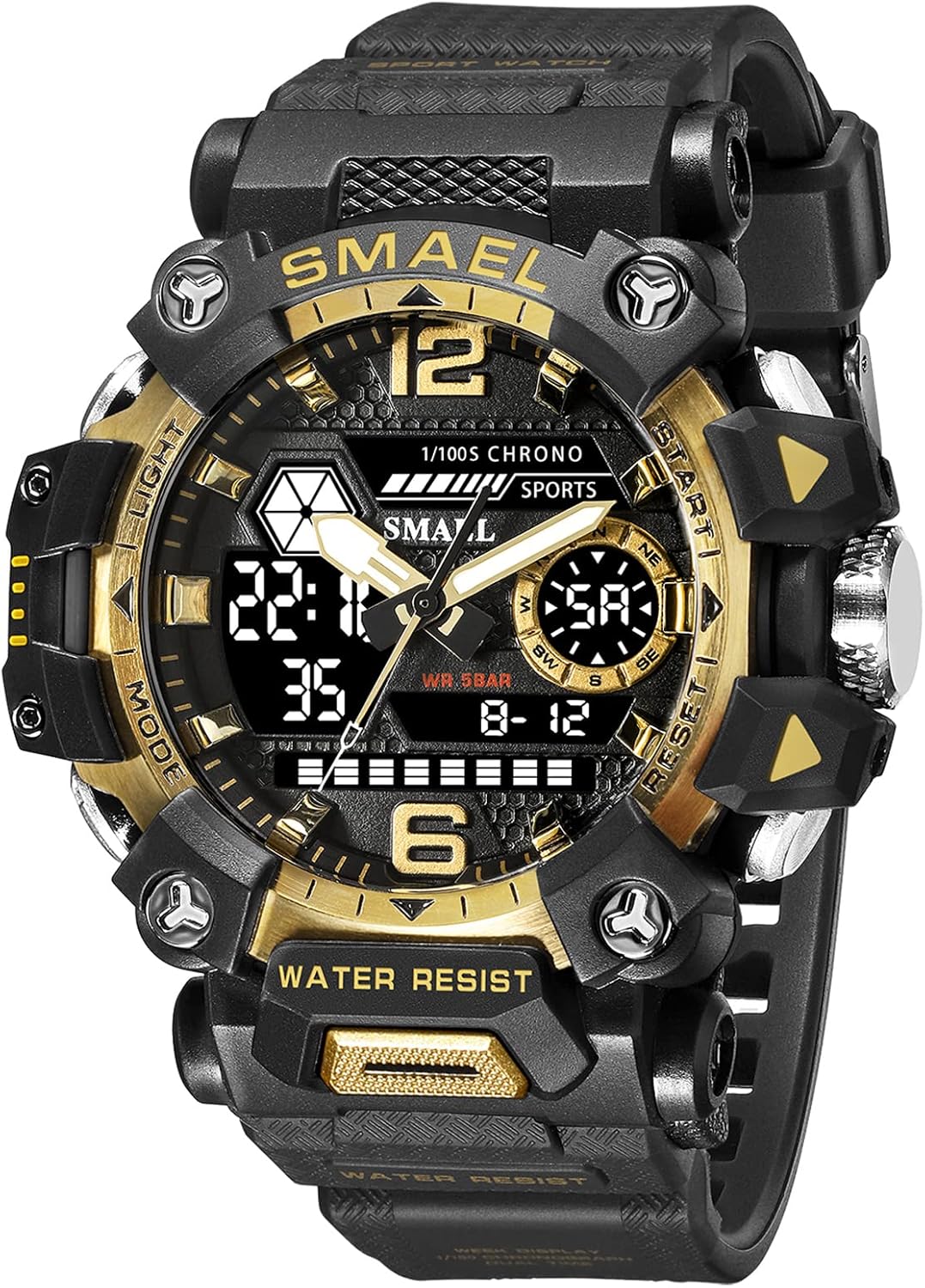 AIMES - Men's Tactical Waterproof Military Analog Digital Date Alarm Stopwatch Tactical Watch Multifunction Big Dial