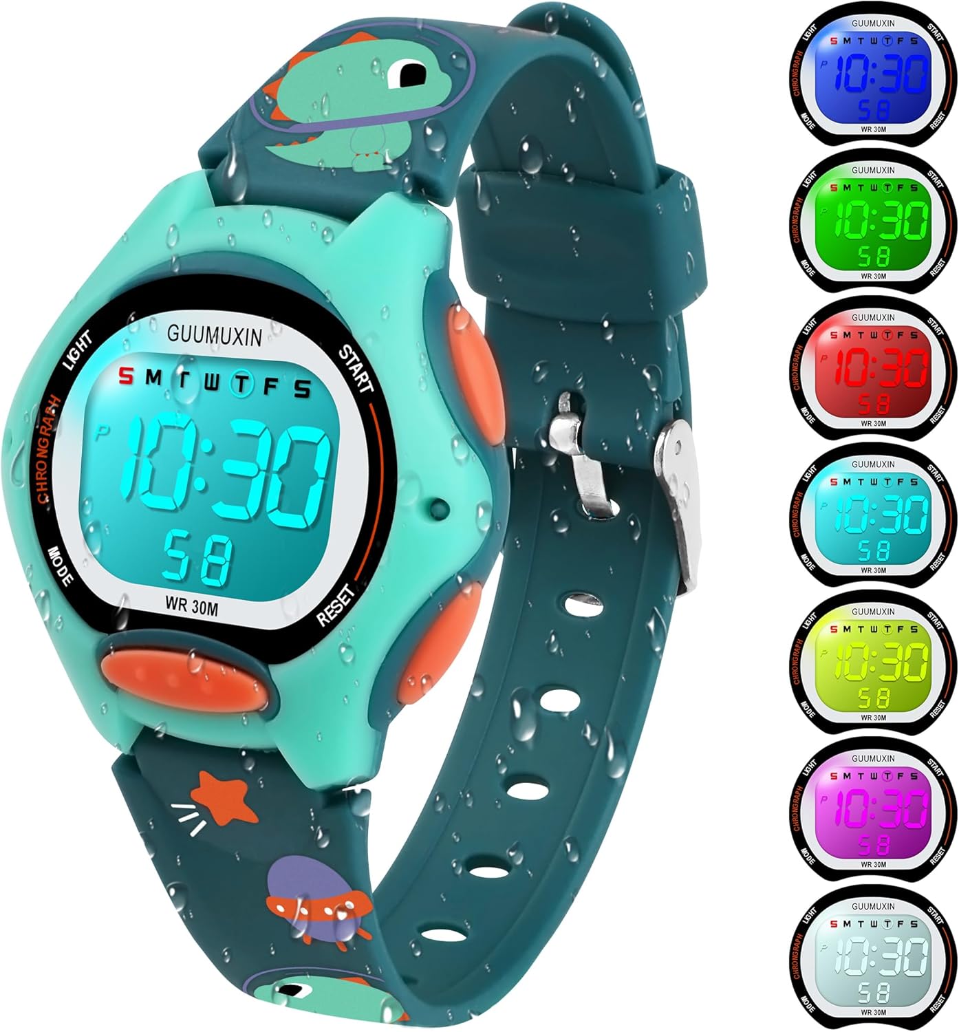 Boys Girls Digital Watch Kids Sports Watch with 7 Colors Luminous Indicator Waterproof 3ATM Wrist Strap for Girls Boys 5-15 Years