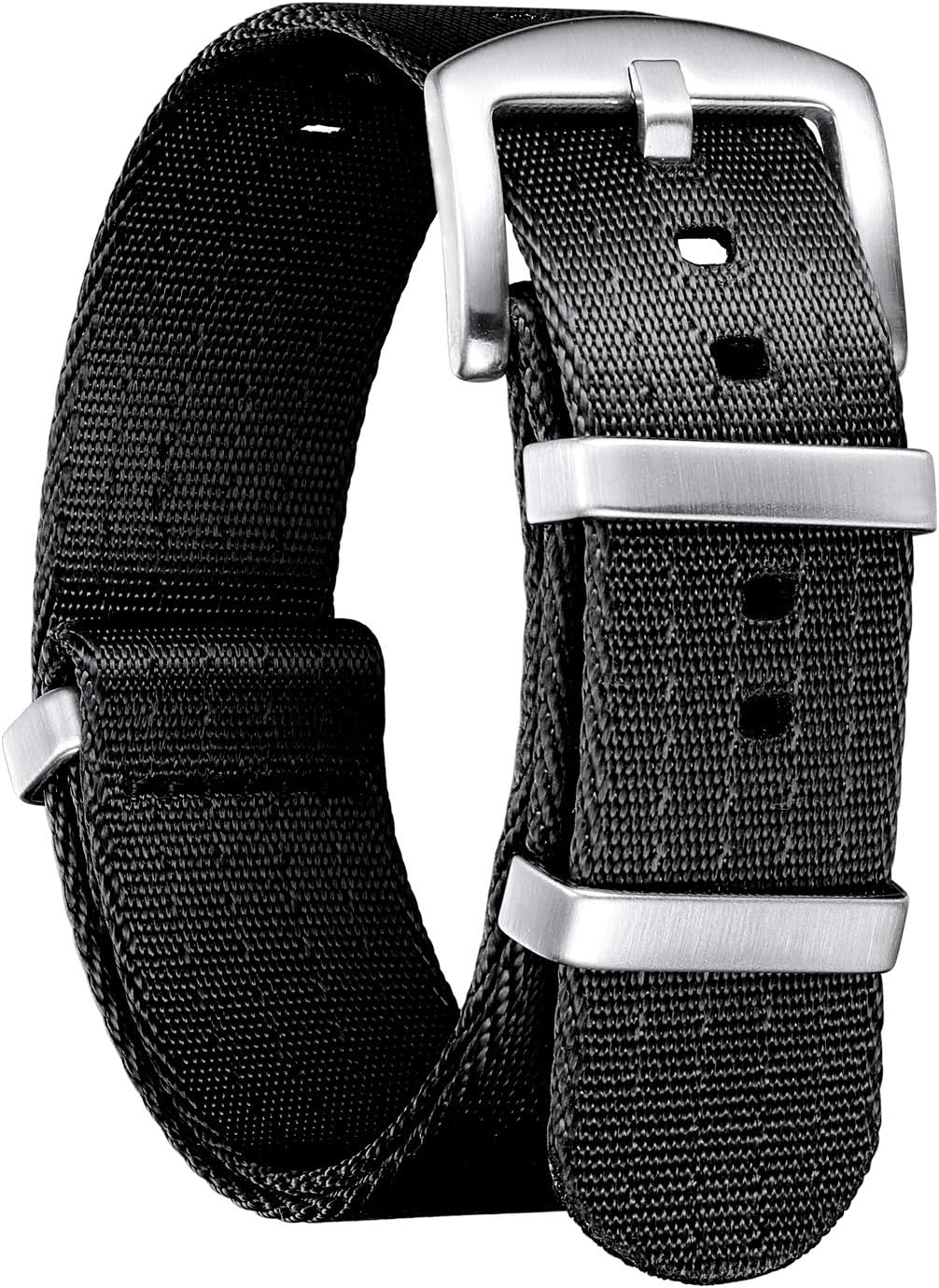 BINLUN Nylon Watch Bands Replacement Multicolour Ballistic G10 Premium with Black/Silver Stainless Steel Buckle for Men Women 18 mm 20 mm 22 mm 24 mm (New Version)