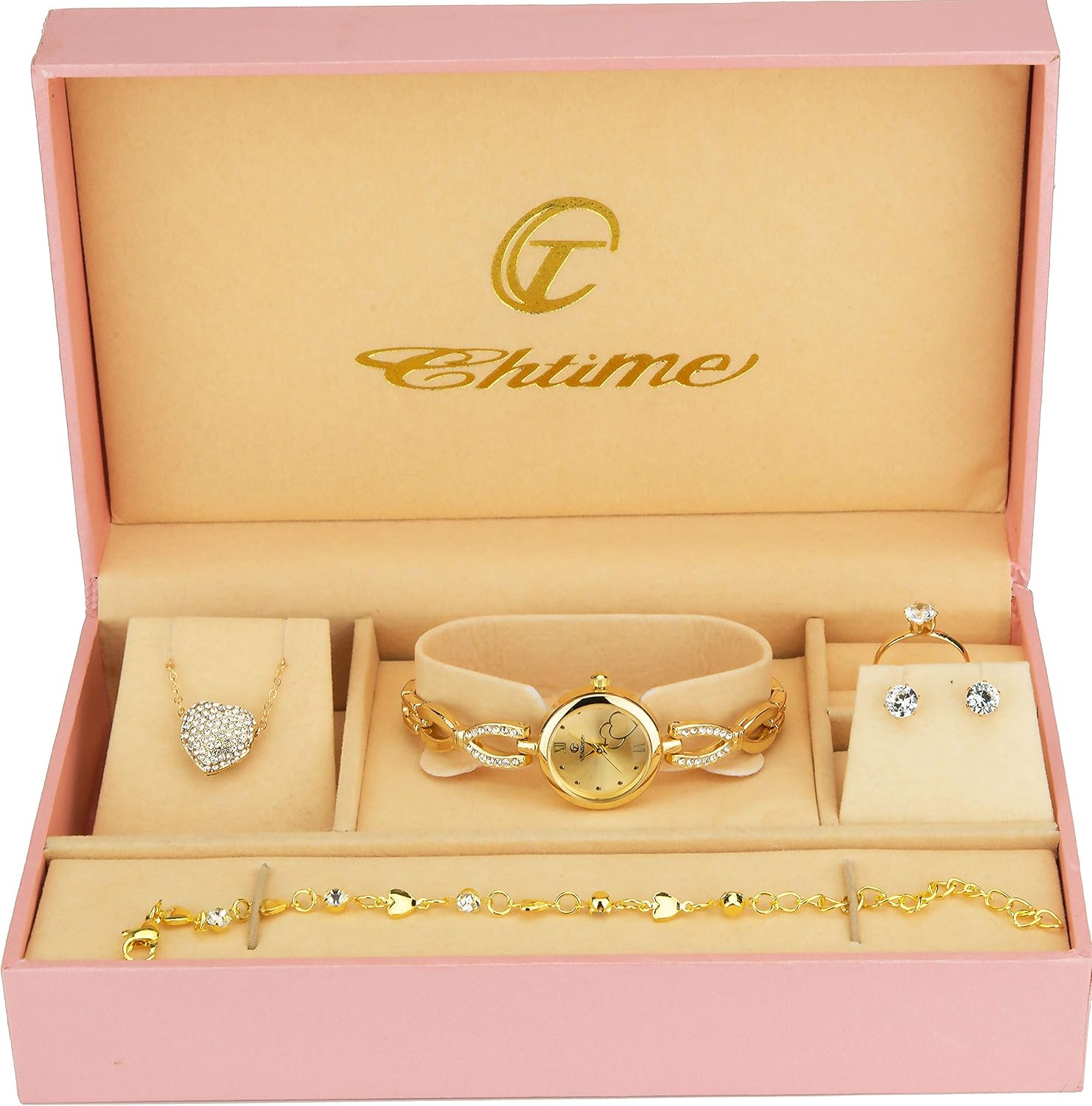 Women's Watch Box – Jewellery Set – Necklace – Ring – Earrings – Strap