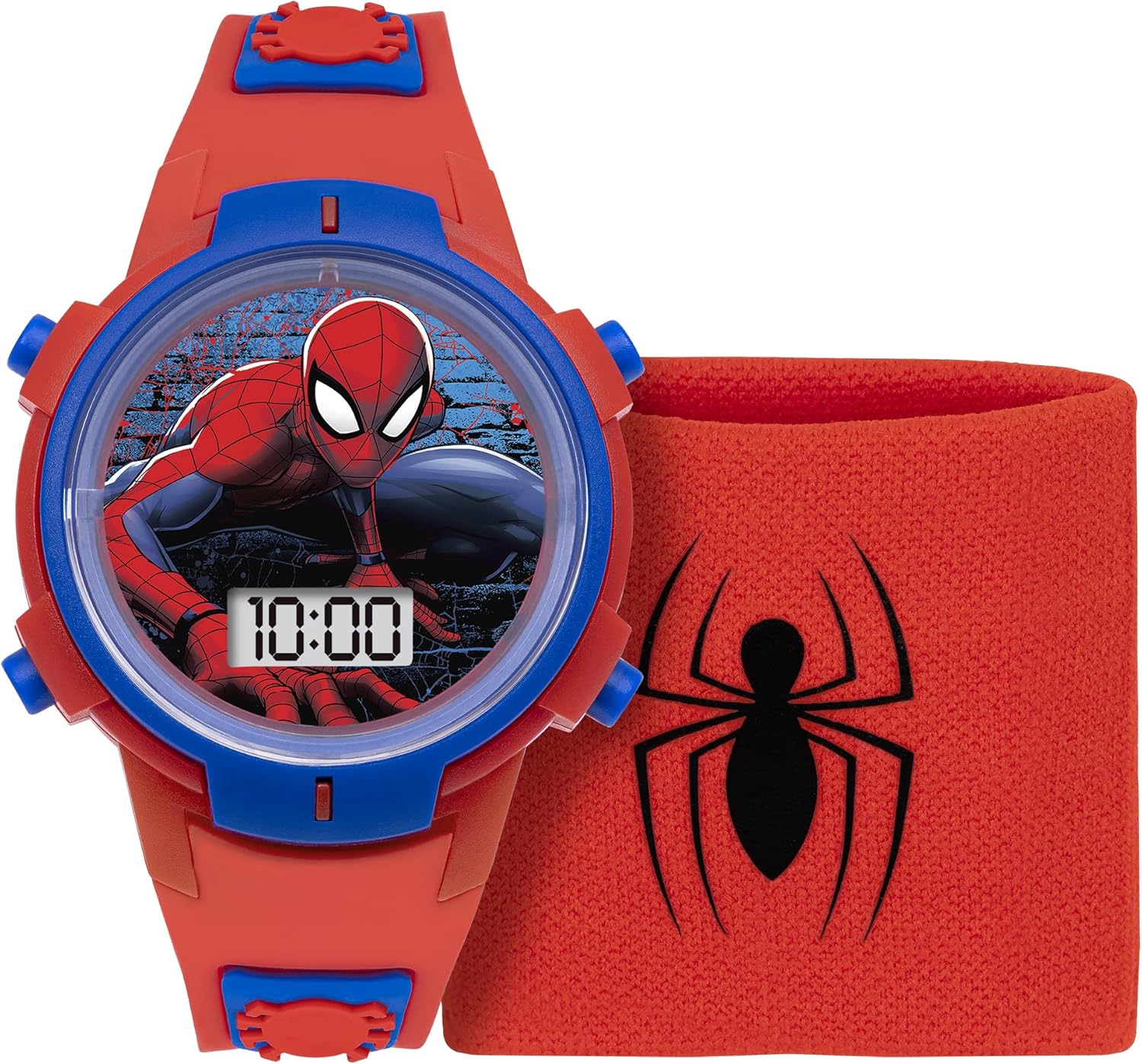 Spiderman SPD40012ARG Digital Quartz Watch for Children and Boys, Red and Blue., Strap