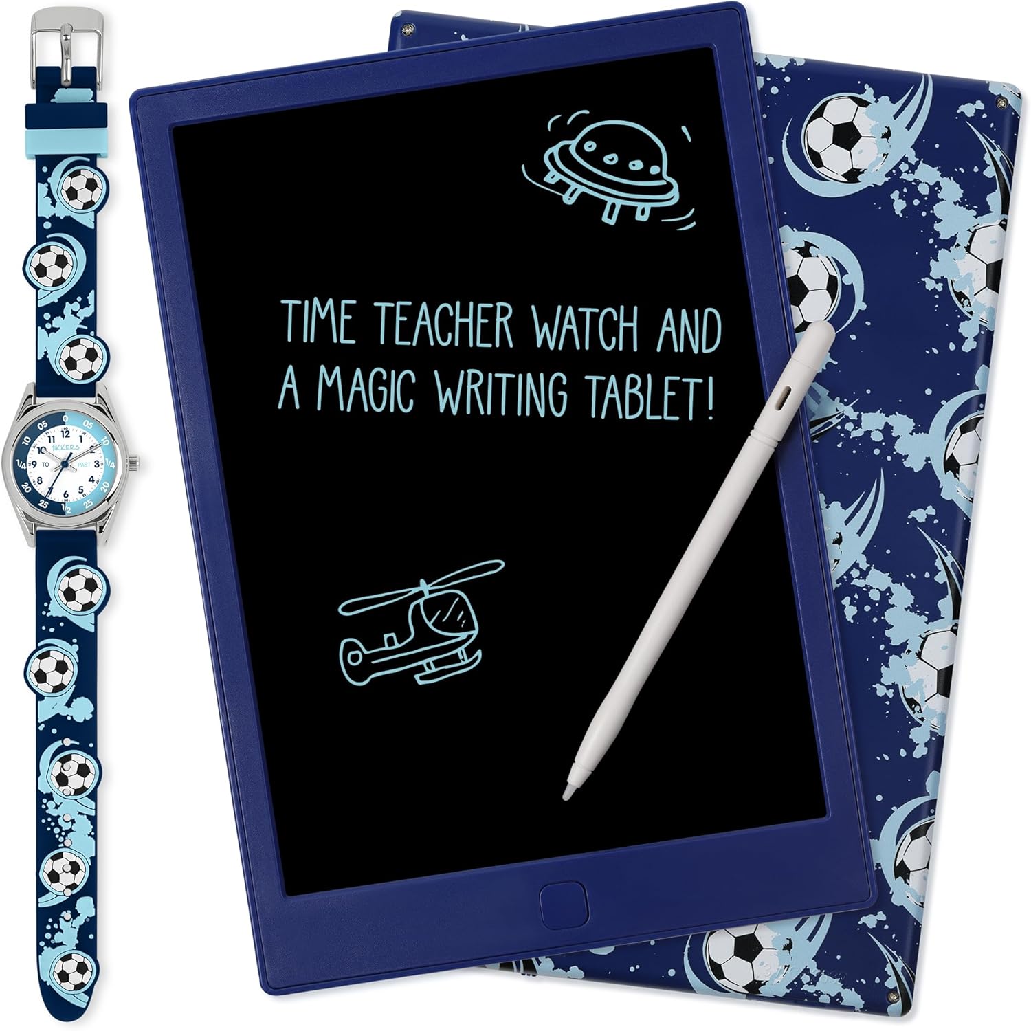 Tikkers 3D Silicone Strap Football Watch and Drawing Set Blue Classic, blue, Classic