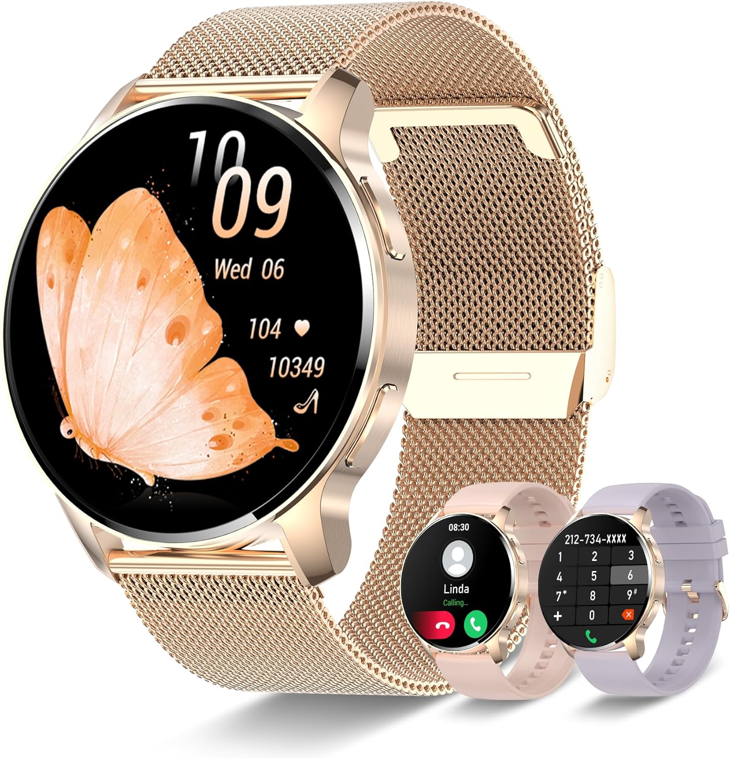 Women's Bluetooth Call and Answer Smartwatch, Digital Watch with Sleep Heart Rate Monitor, 20 Sports Watch Fitness Tracker Stopwatch Pedometer, Waterproof Smart Watch Android iOS