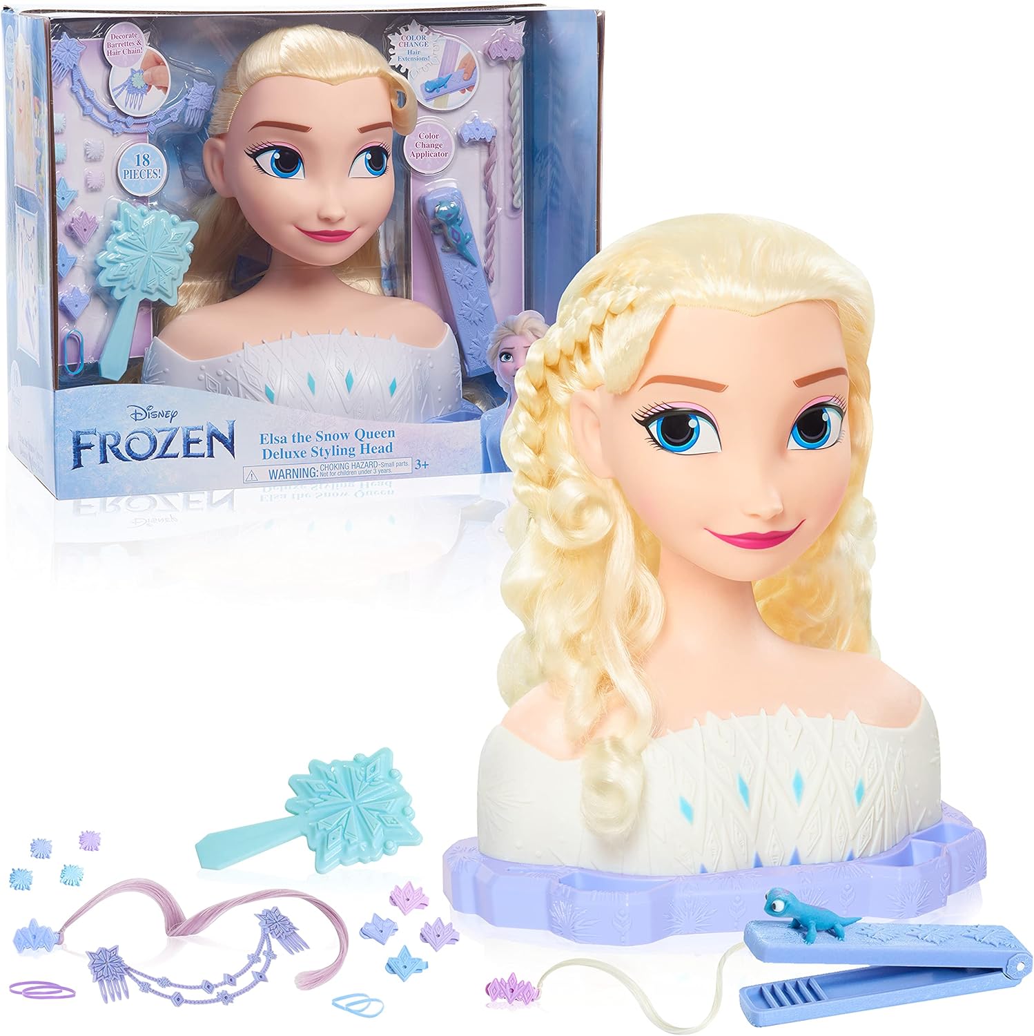 Disney Frozen 2 Deluxe Elsa The Snow Queen Comb Head, 18 Pieces Included Accessories to Wear and Share, Toys for Kids Ages 3+ by Just Play