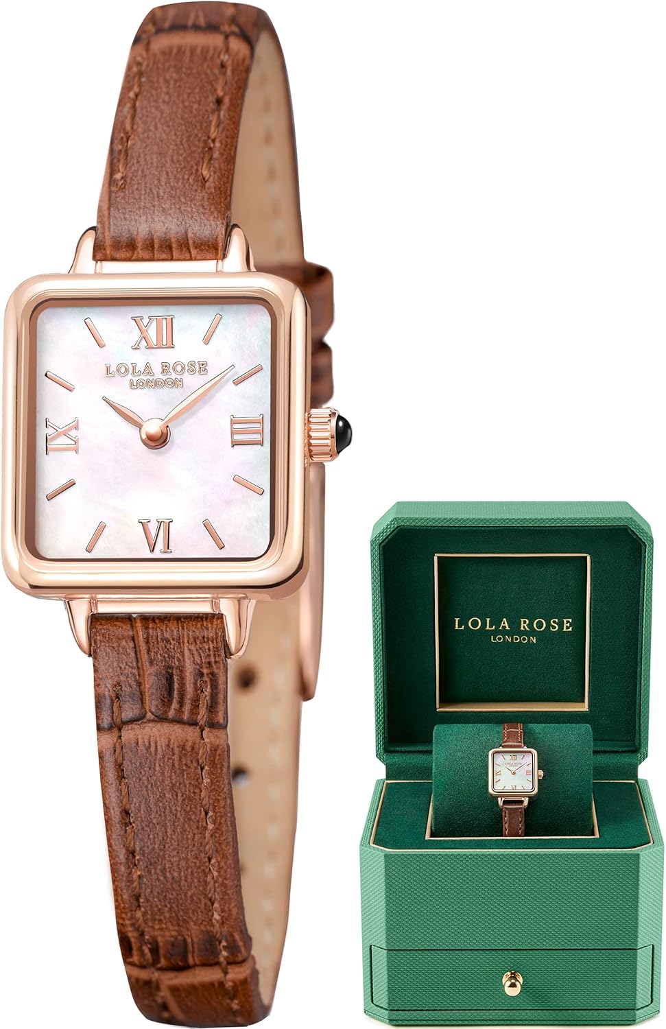 Lola Rose Women's Malachite Textured Watch with Rose Gold Milanese Steel Strap