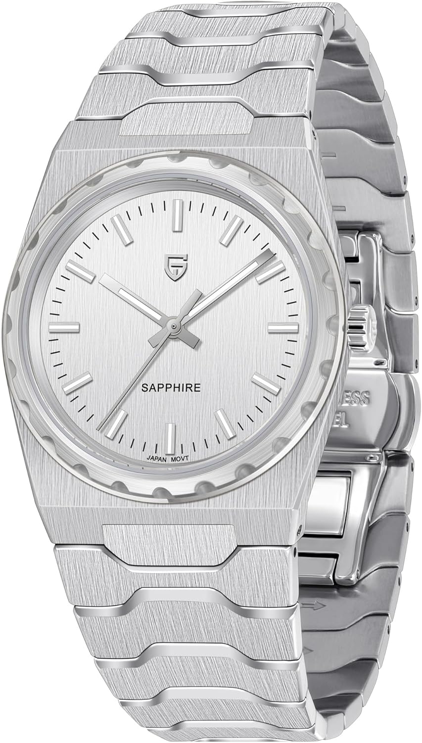 Pagani Design Men's Elegant Japanese Quartz Movement VJ21 Sapphire Glass 9H Anti-Scratch 100M Waterproof (10ATM) Bracelet Made of 316L Stainless Steel Ultra Thin Design 7 mm