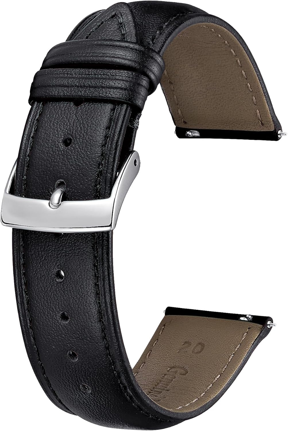 BINLUN Leather Watch Strap 22 mm 21 mm 20 mm 19 mm 18 mm 16 mm 14 mm 12 mm Multicoloured Leather Strap for Men Women Replacement Strap with Silver Buckle for Smartwatch