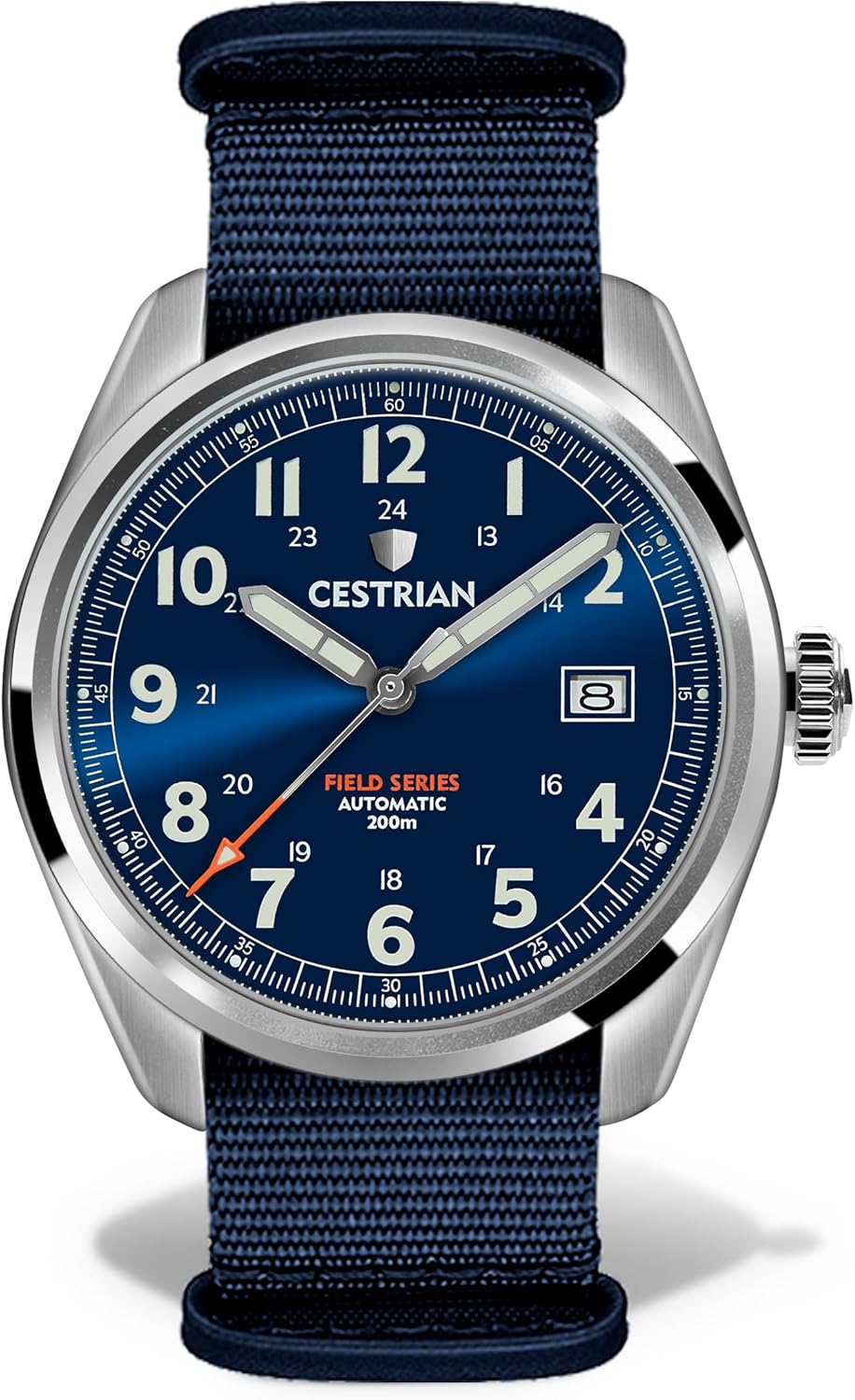 Cestrian Field Series Men's Automatic Blue Dial NATO Strap 200m Blue Watch CF221N0660, blue, Strap
