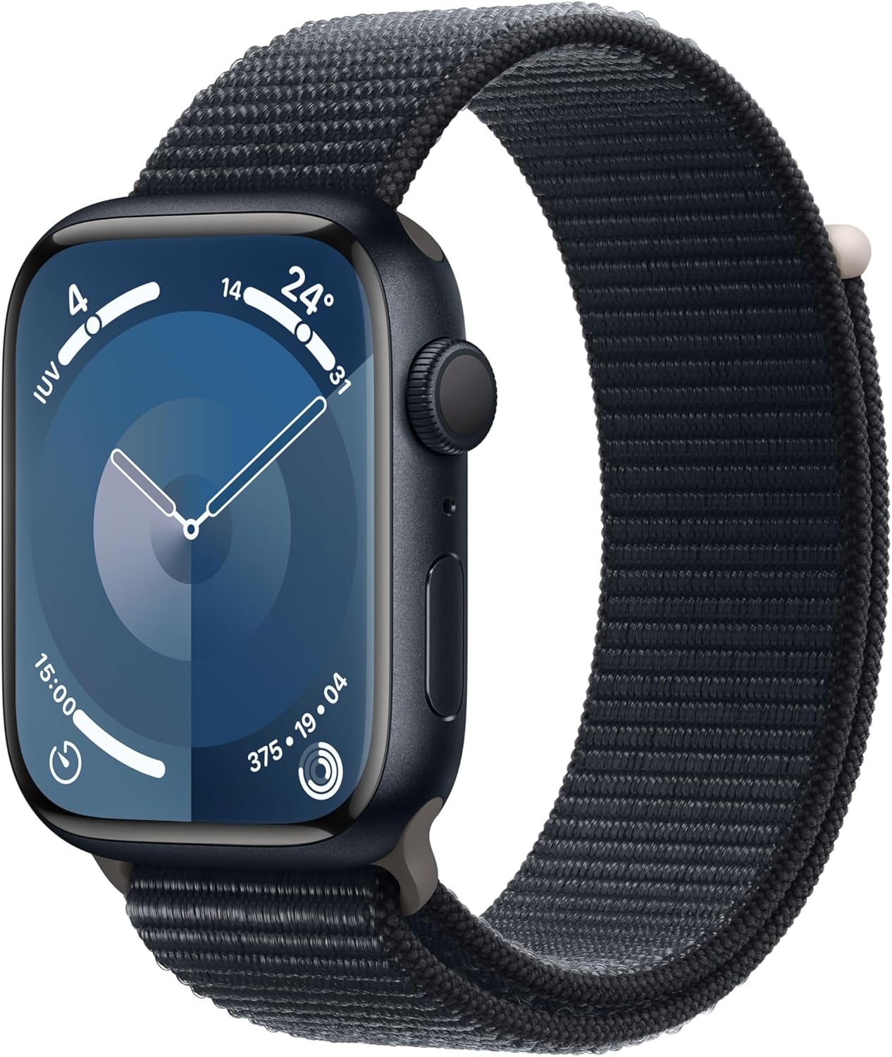 Apple Watch Series 9 GPS 45mm Smartwatch with Midnight Aluminum Case and Midnight Sport Loop Fitness Tracker, O₂ Levels App, Retina Display Always-on, Water Resistant