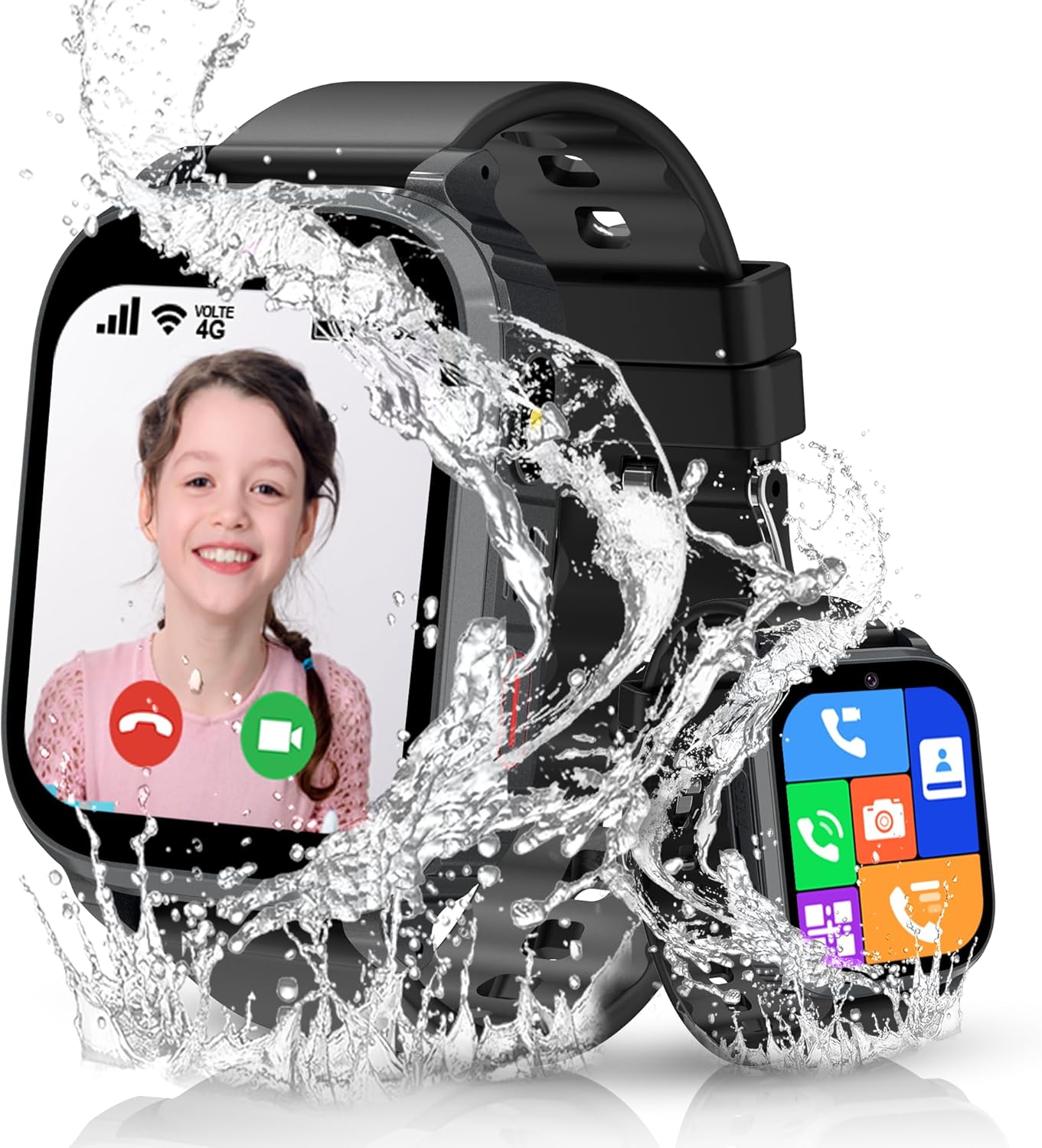 4G Children's Smartwatch with GPS Video Calls Phone and GPS Watch for Children IP68 Waterproof Alarm Clock Games Class Mode Gift for Boy Girl
