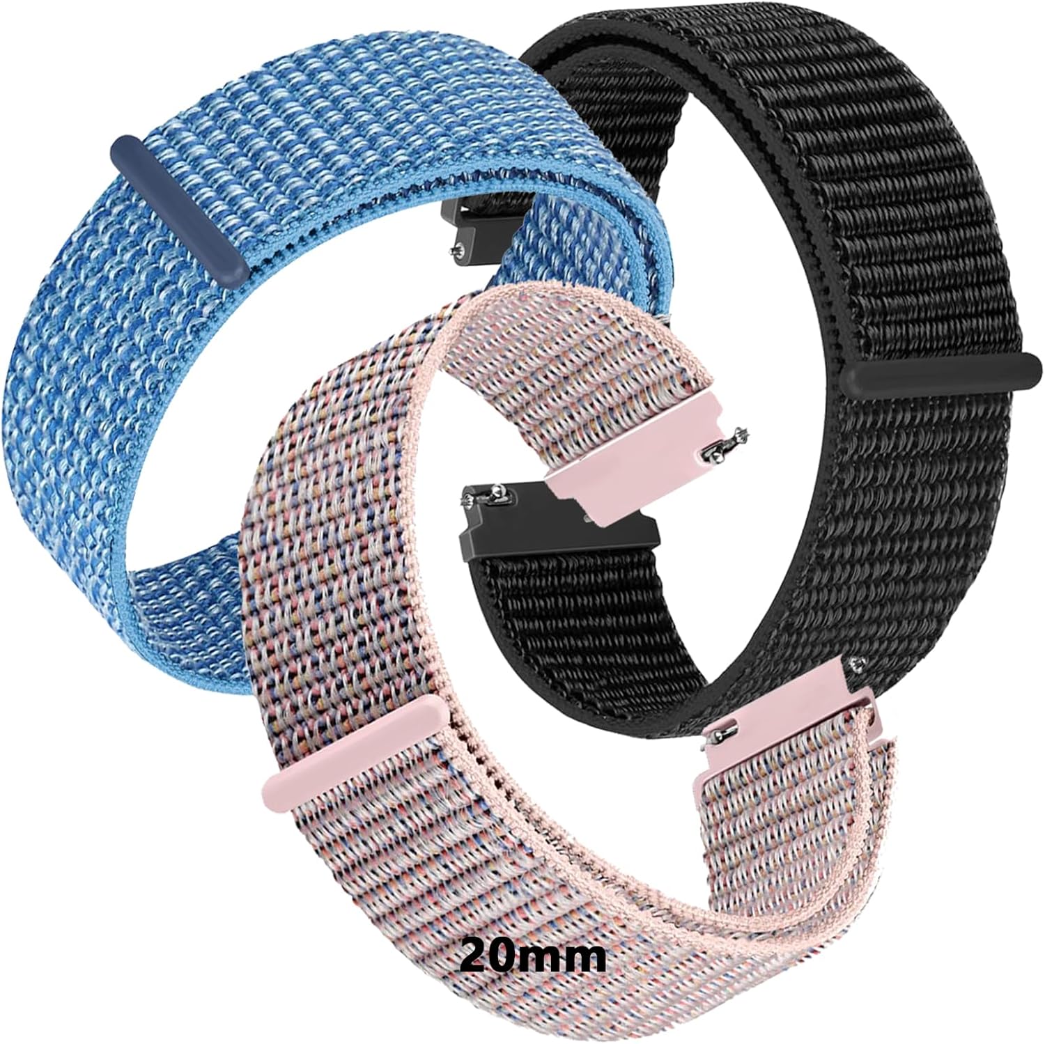 16 mm 20 mm 22 mm Replacement Watch Strap for Sports Watch with Adjustable Straps for Smartwatch for Men Women, 3 Pieces Replacement Strap for Smartwatch Children Boys and Girls