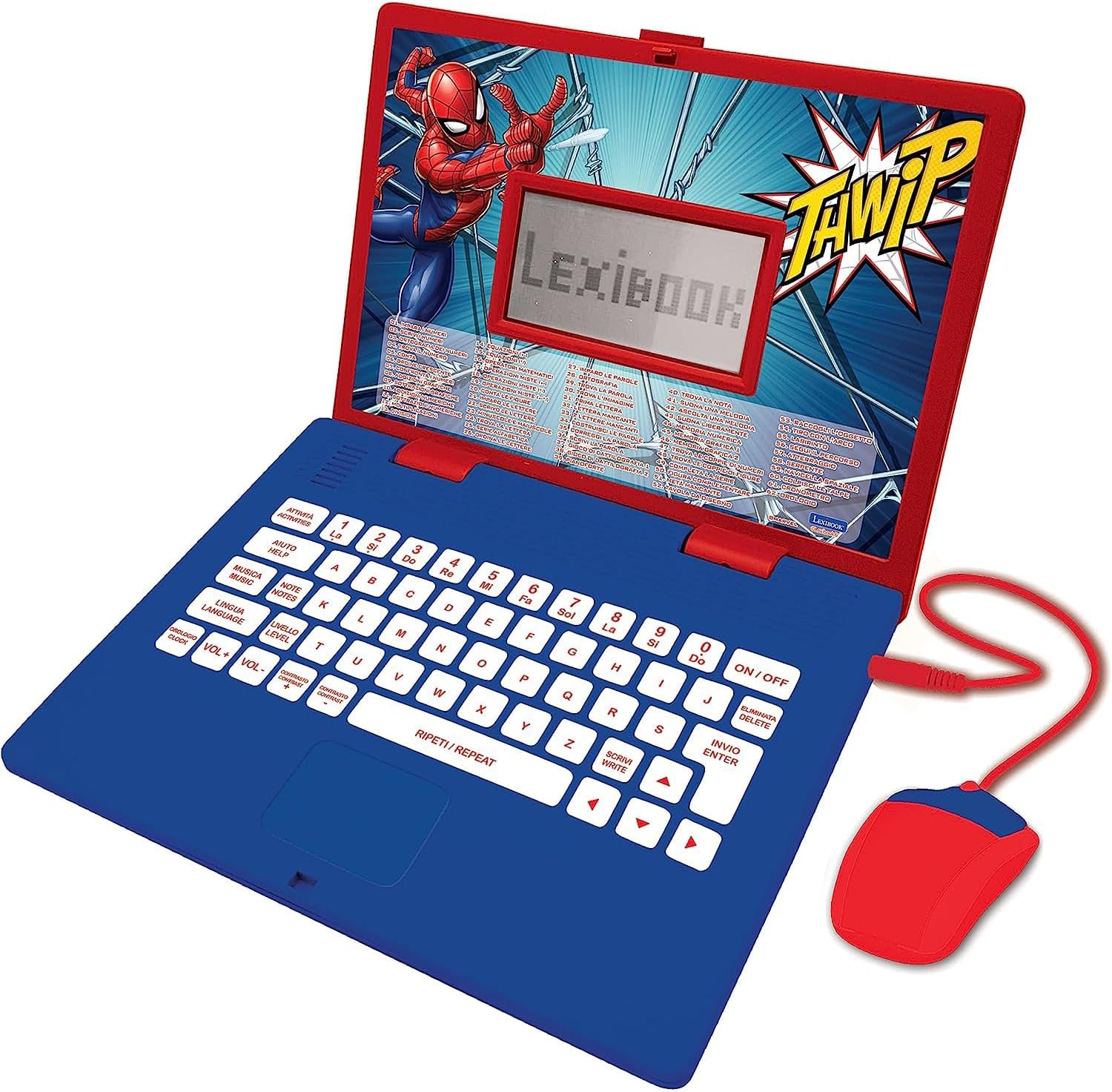 Lexibook, Spider-Man JC598SPi5 Educational and Bilingual Portable with 124 Activities for Learning, Games and Music, Blue/Red,